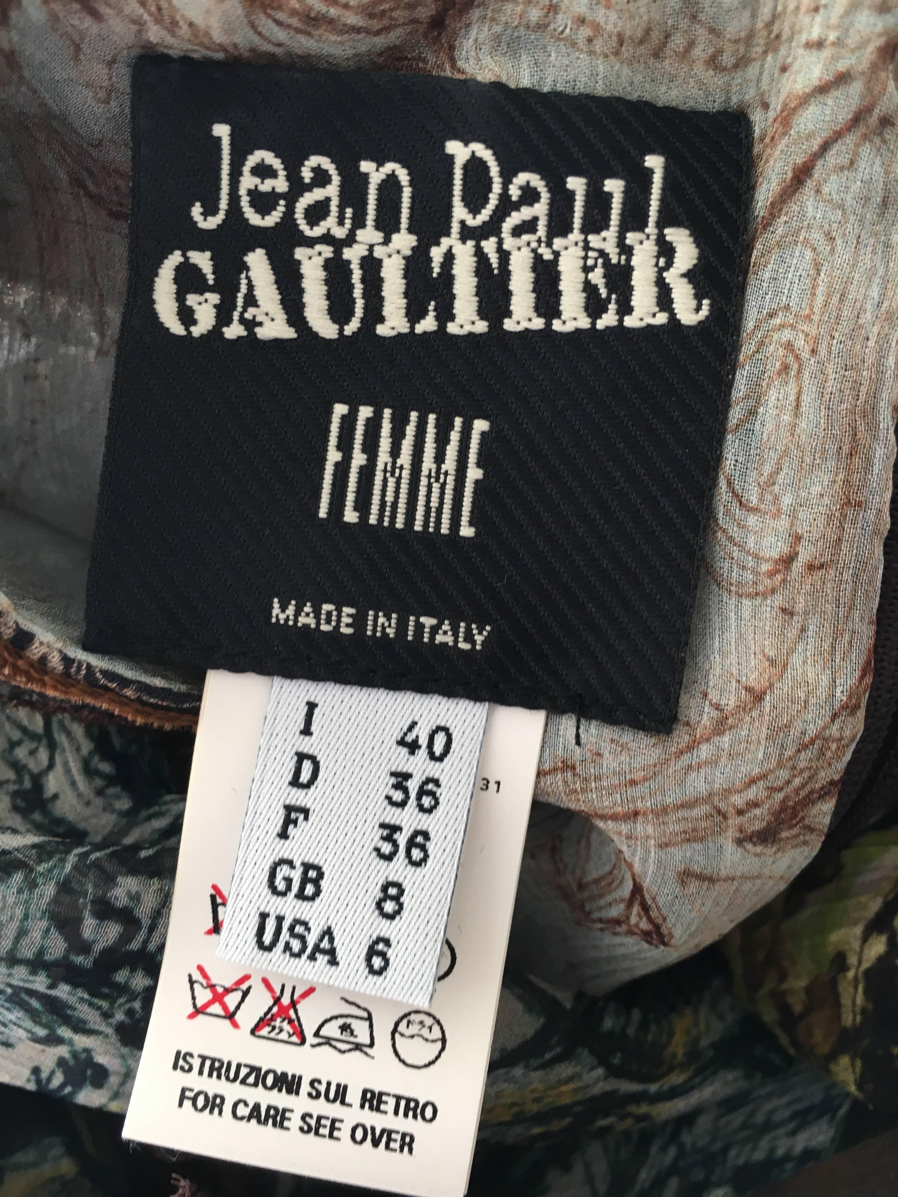 Jean Paul Gaultier Femme Vintage Plisse Pleated Empire Dress with Velvet Trim For Sale 5