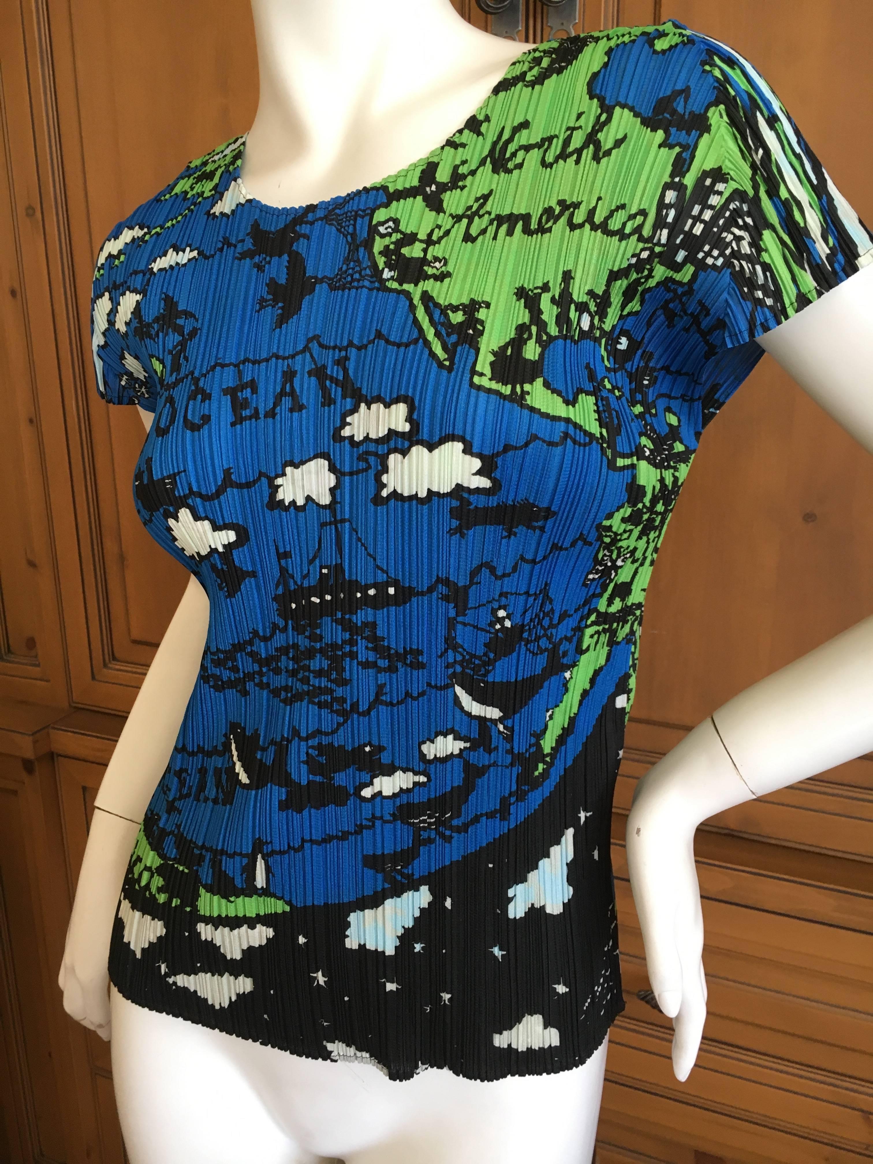 Blue Issey Miyake Pleats Please Colorful Map Top For Sale