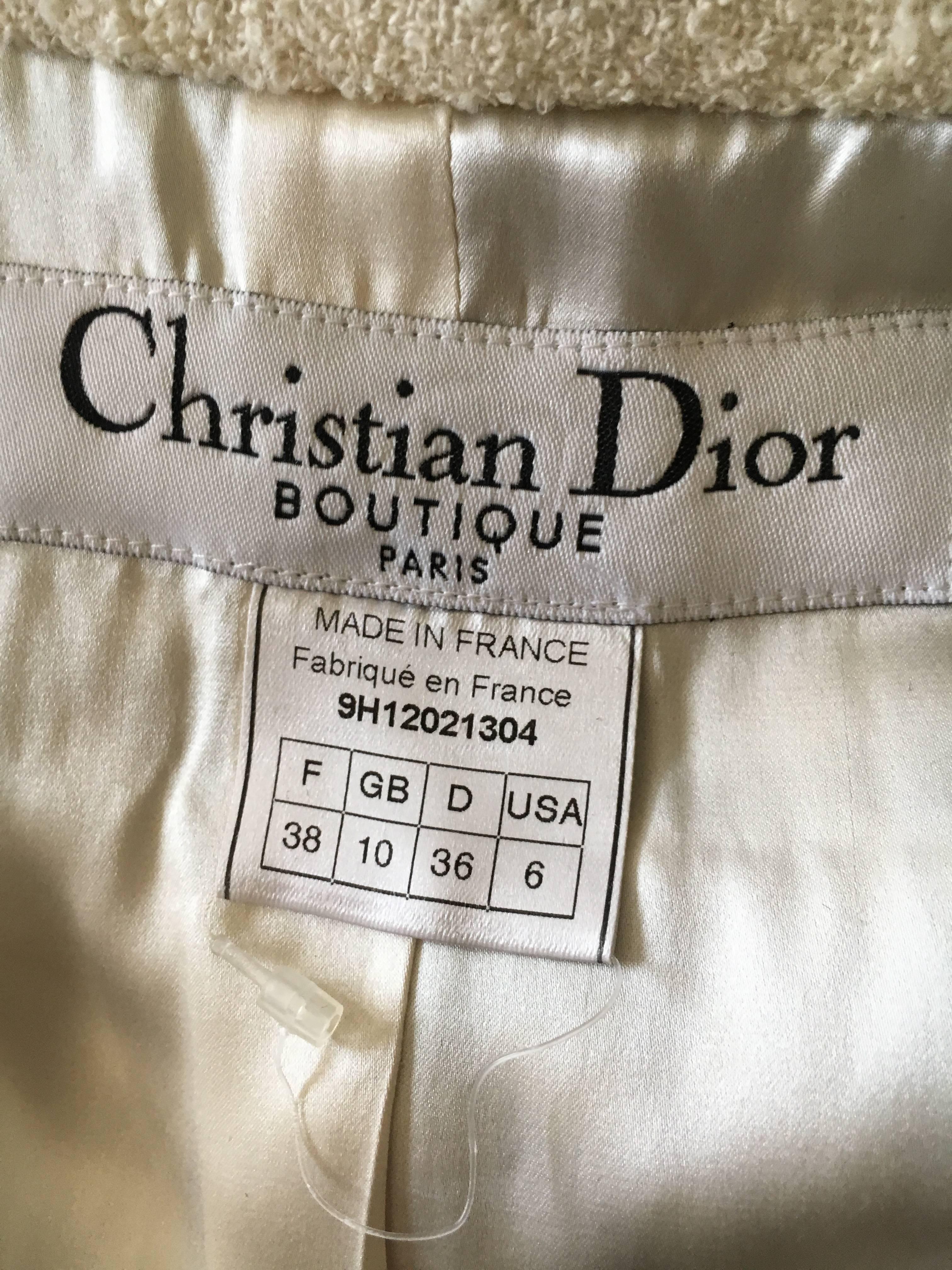 Christian Dior by John Galliano Cropped Textured Bar Jacket w Terrycloth Collar For Sale 4