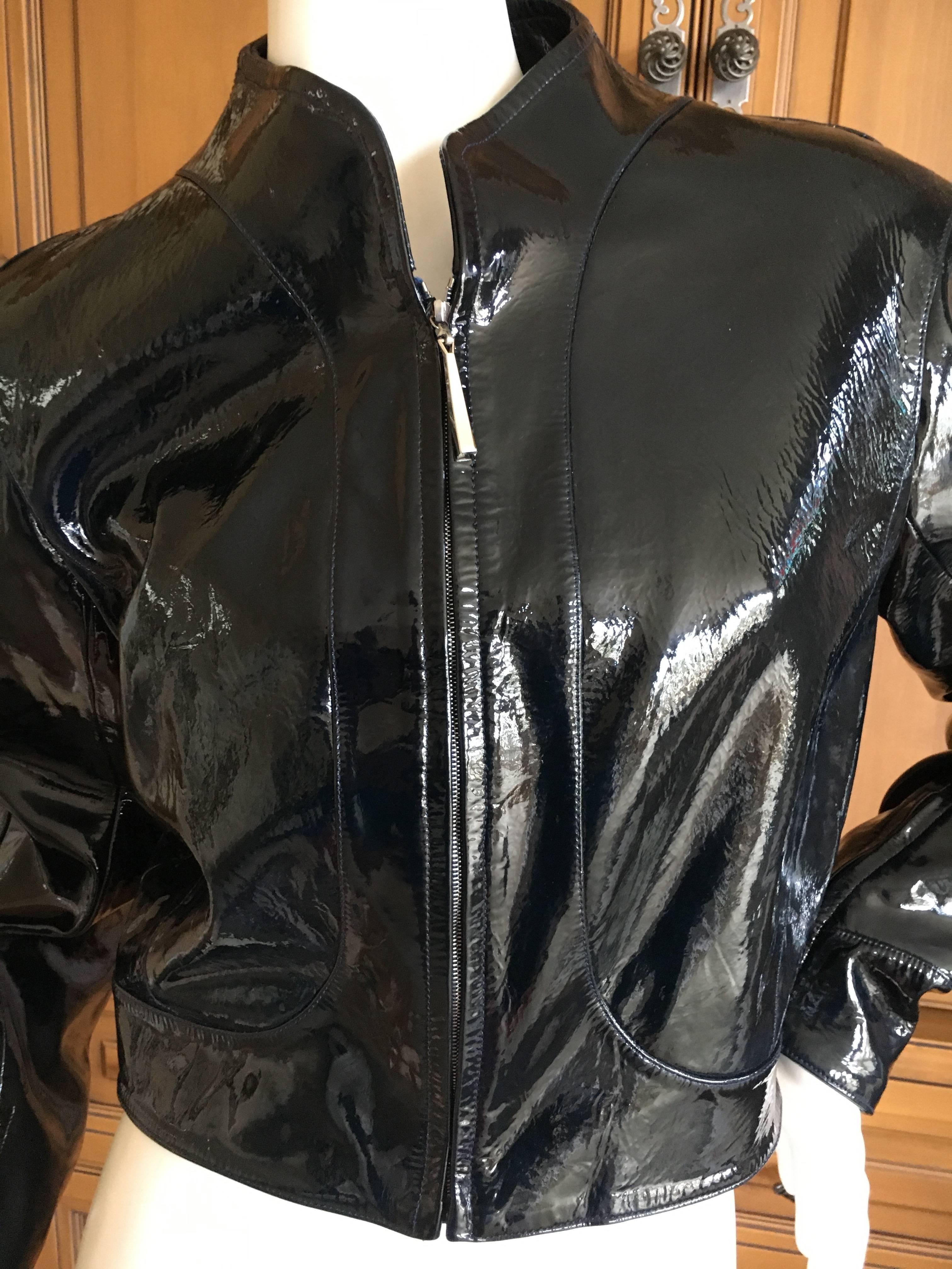 Thierry Mugler Couture 1980's Patent Leather Cropped Jacket 3