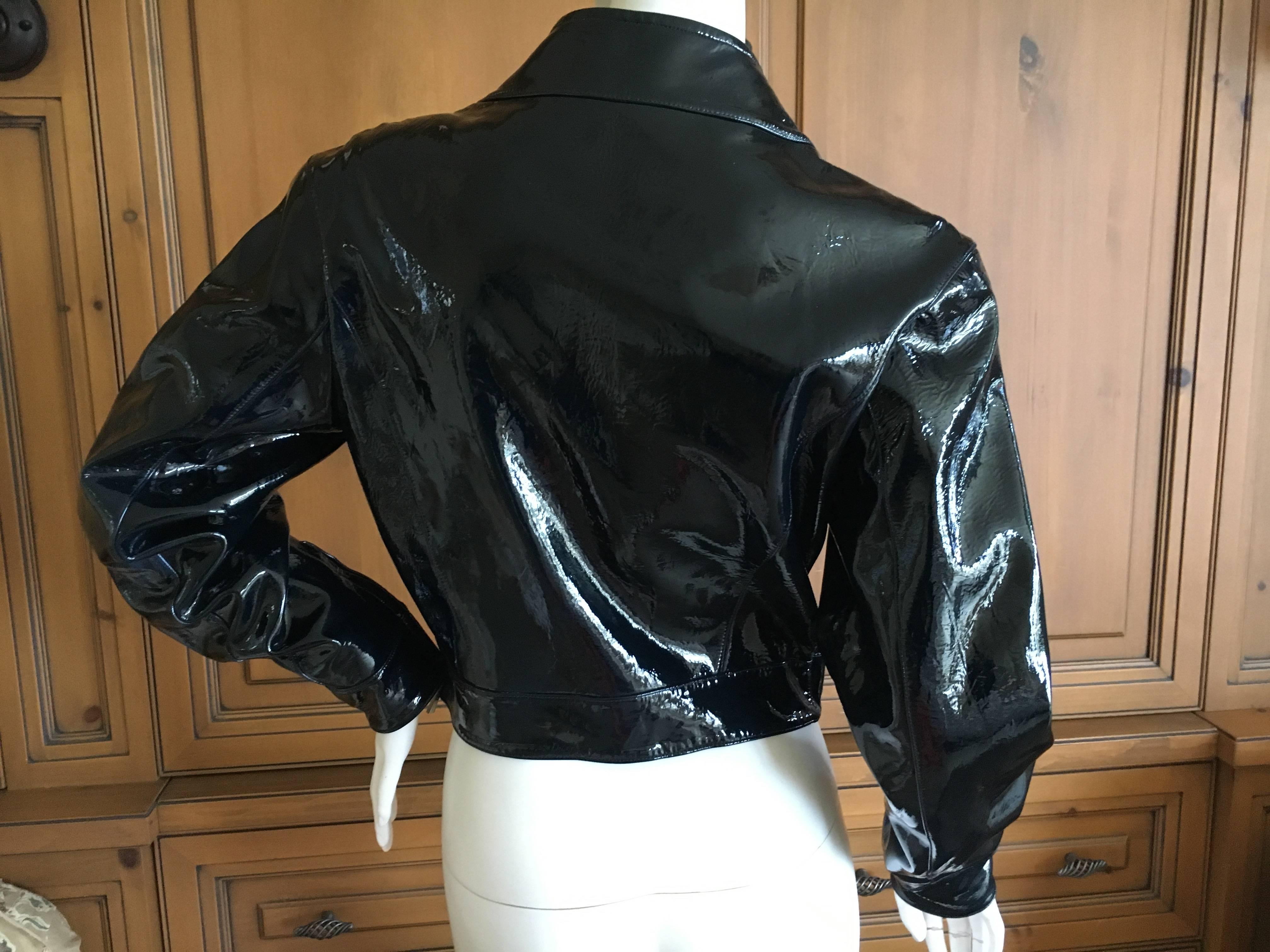 Women's Thierry Mugler Couture 1980's Patent Leather Cropped Jacket