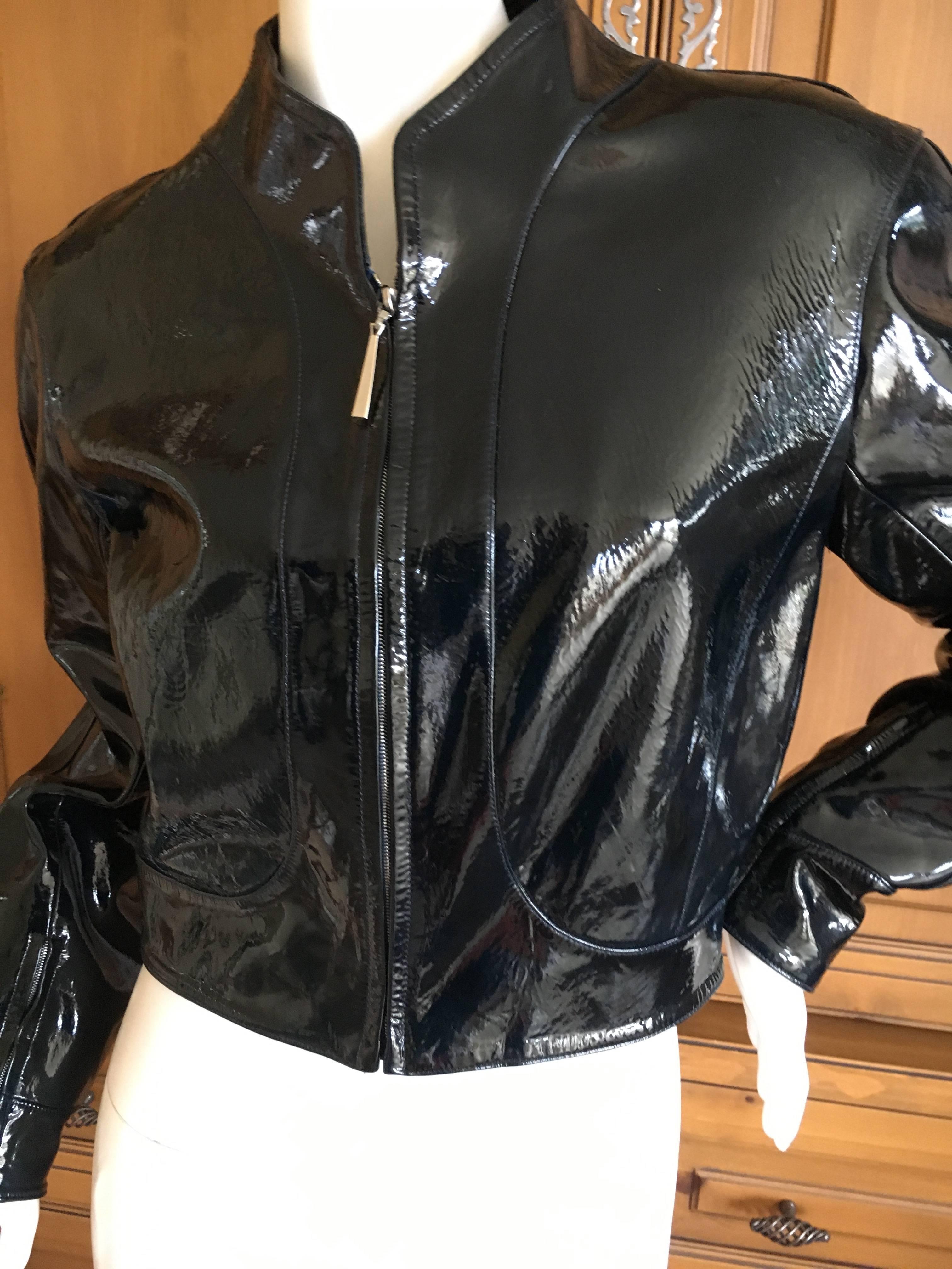 Thierry Mugler Couture 1980's Patent Leather Cropped Jacket In Excellent Condition In Cloverdale, CA
