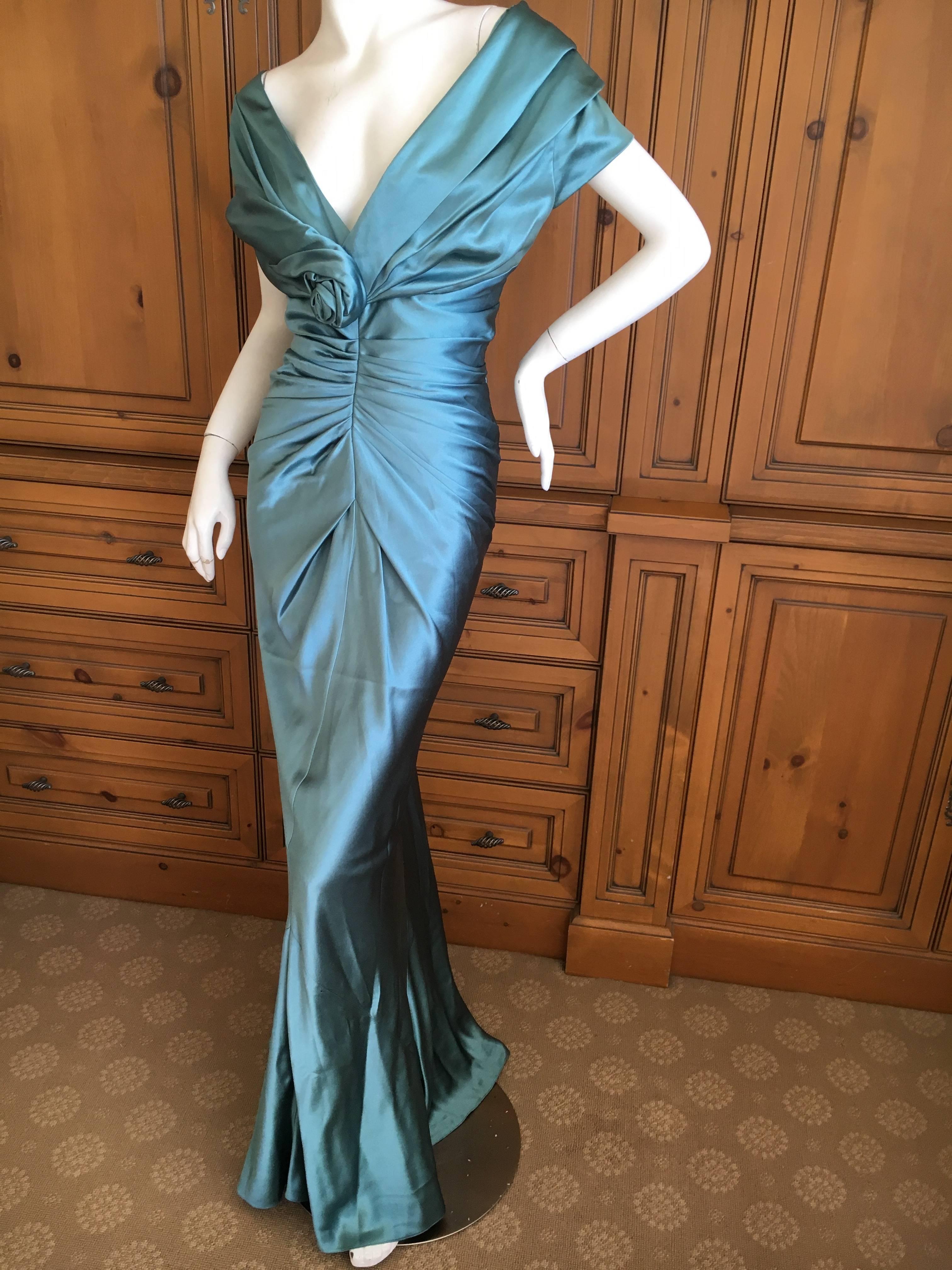 Christian Dior by John Galliano Exquisite Low Cut Silk Evening Dress  In Excellent Condition In Cloverdale, CA