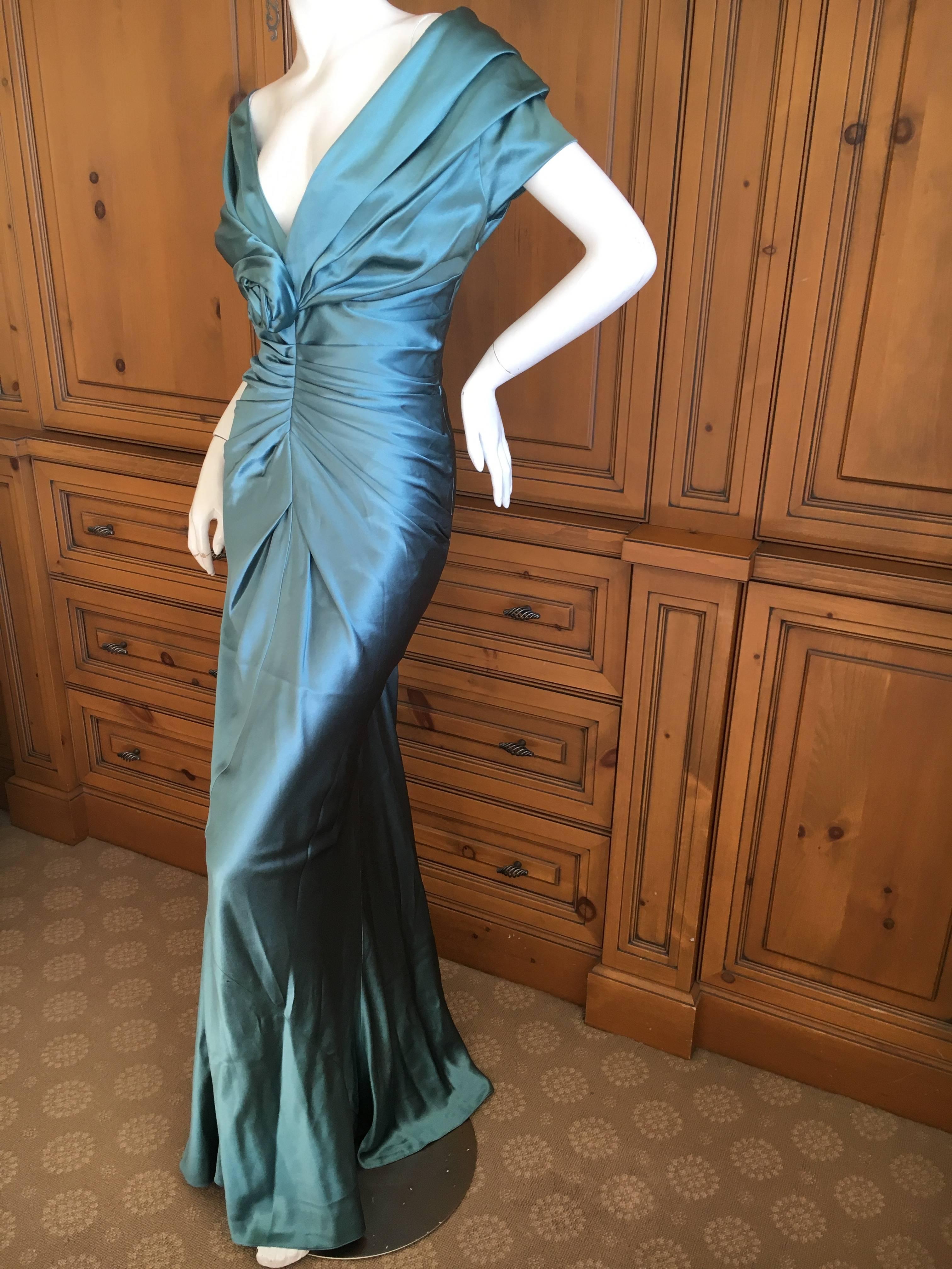 Women's Christian Dior by John Galliano Exquisite Low Cut Silk Evening Dress 