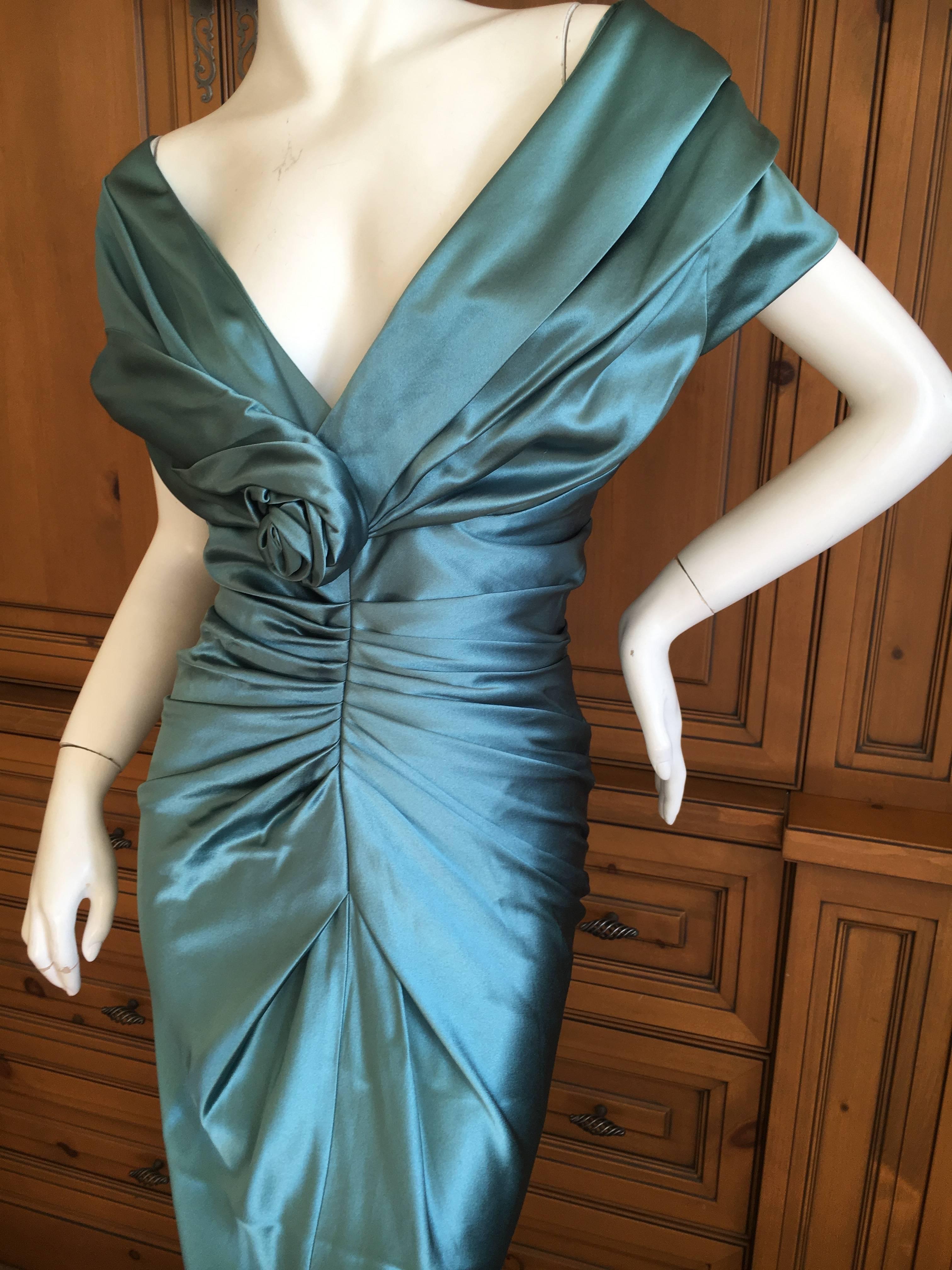 Gray Christian Dior by John Galliano Exquisite Low Cut Silk Evening Dress 