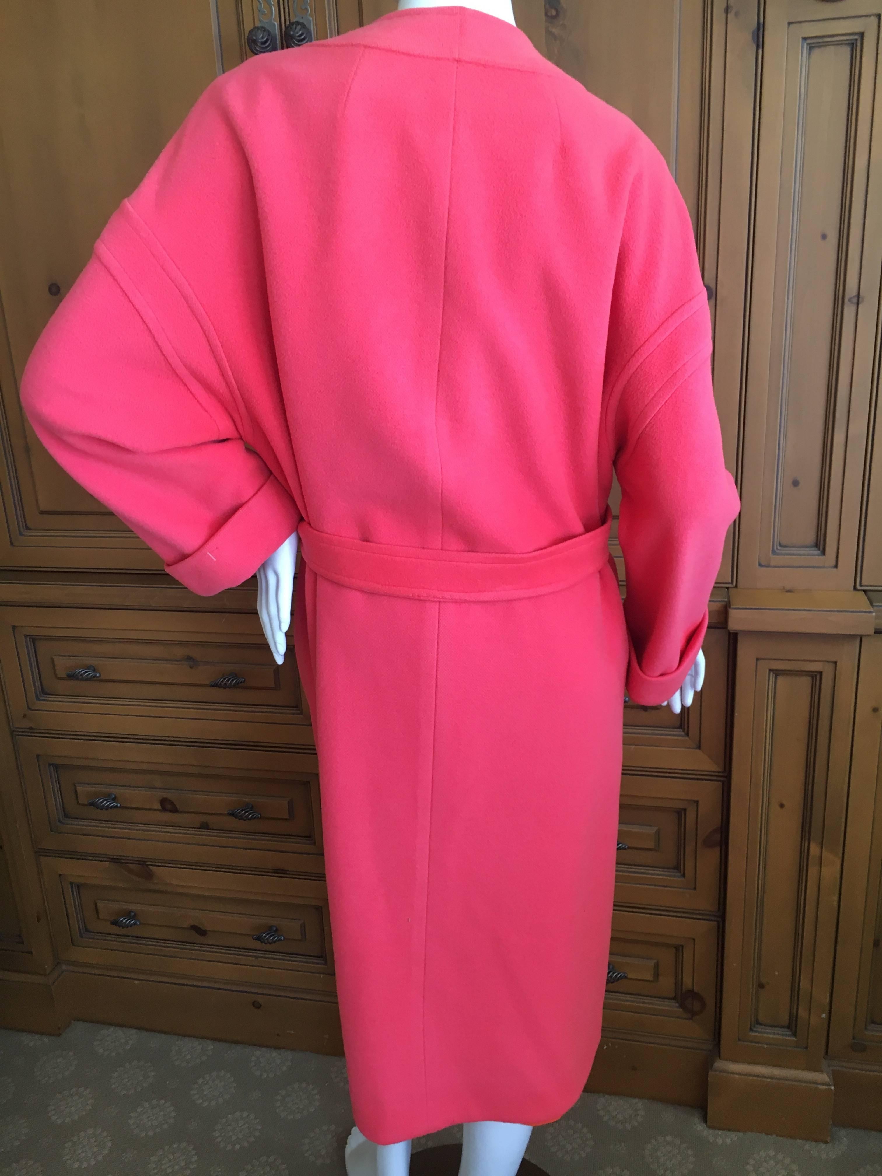 Women's Elizabeth Arden 1960's Tangerine Pure Cashmere Belted Wrap Coat