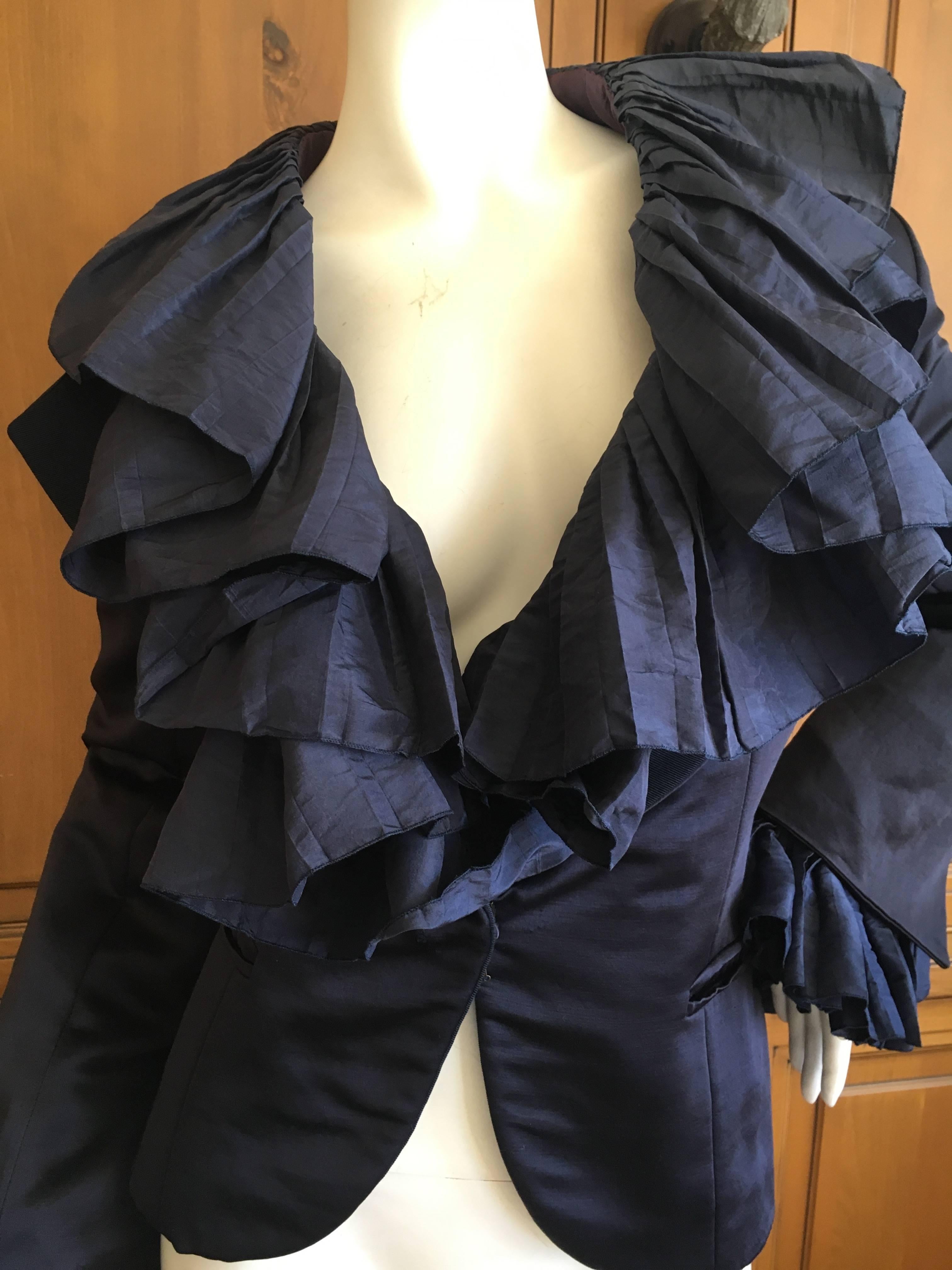 Christian Dior Numbered Demi Couture Ruffled Silk Jacket by Gianfranco Ferre XL For Sale 1