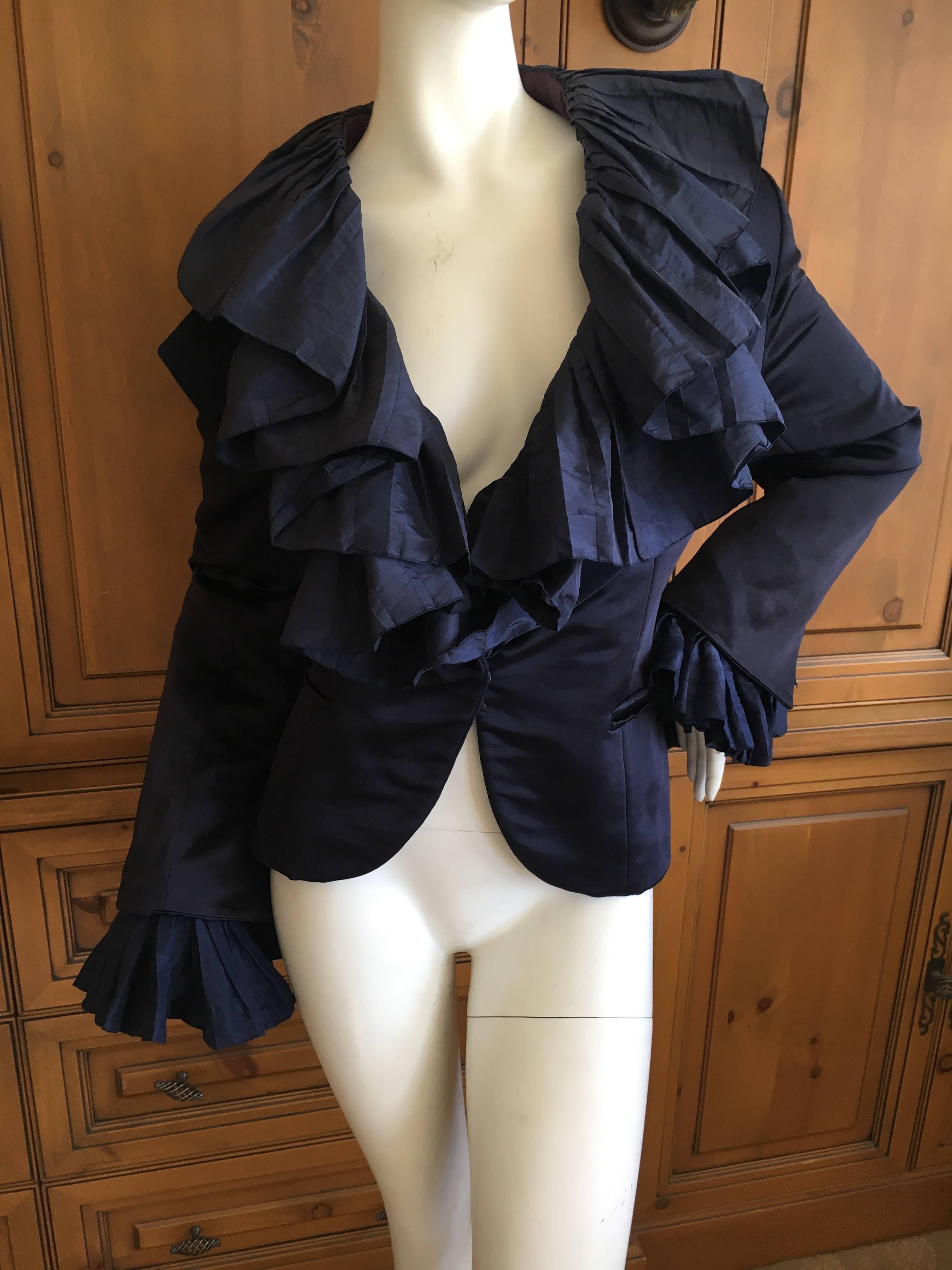 Women's Christian Dior Numbered Demi Couture Ruffled Silk Jacket by Gianfranco Ferre XL For Sale