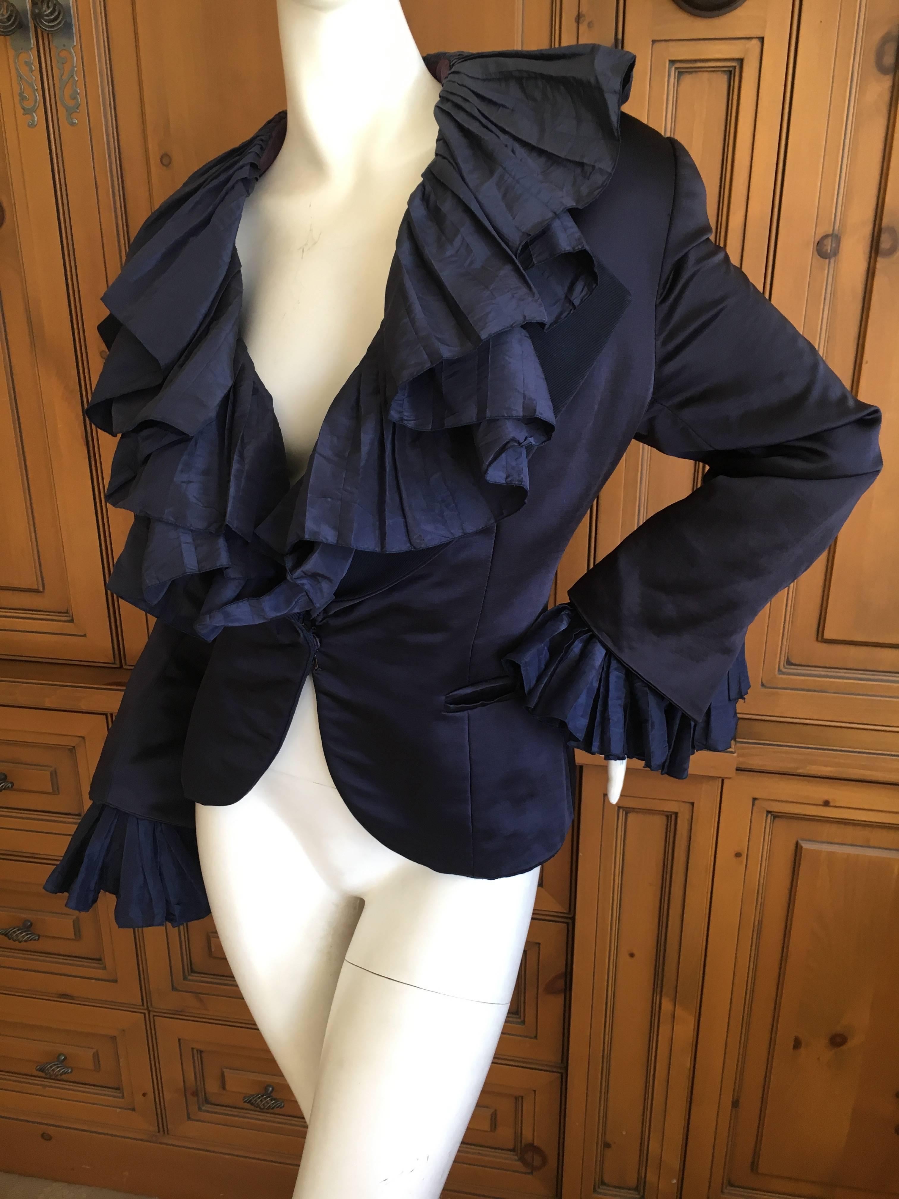 Christian Dior Numbered Demi Couture Ruffled Silk Jacket by Gianfranco Ferre XL In Good Condition For Sale In Cloverdale, CA