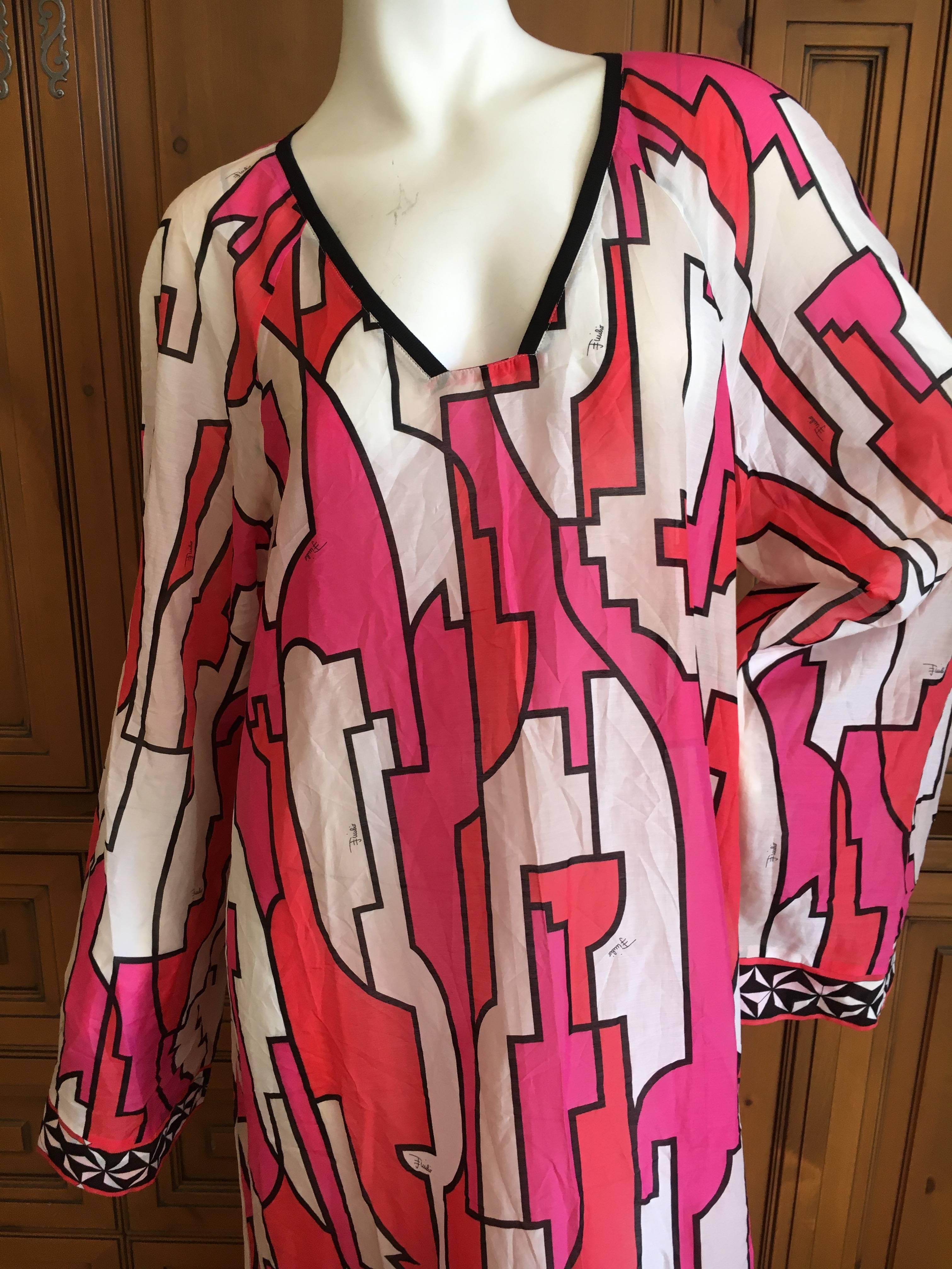 Pink Emilio Pucci Sheer Cotton Caftan Dress For Sale