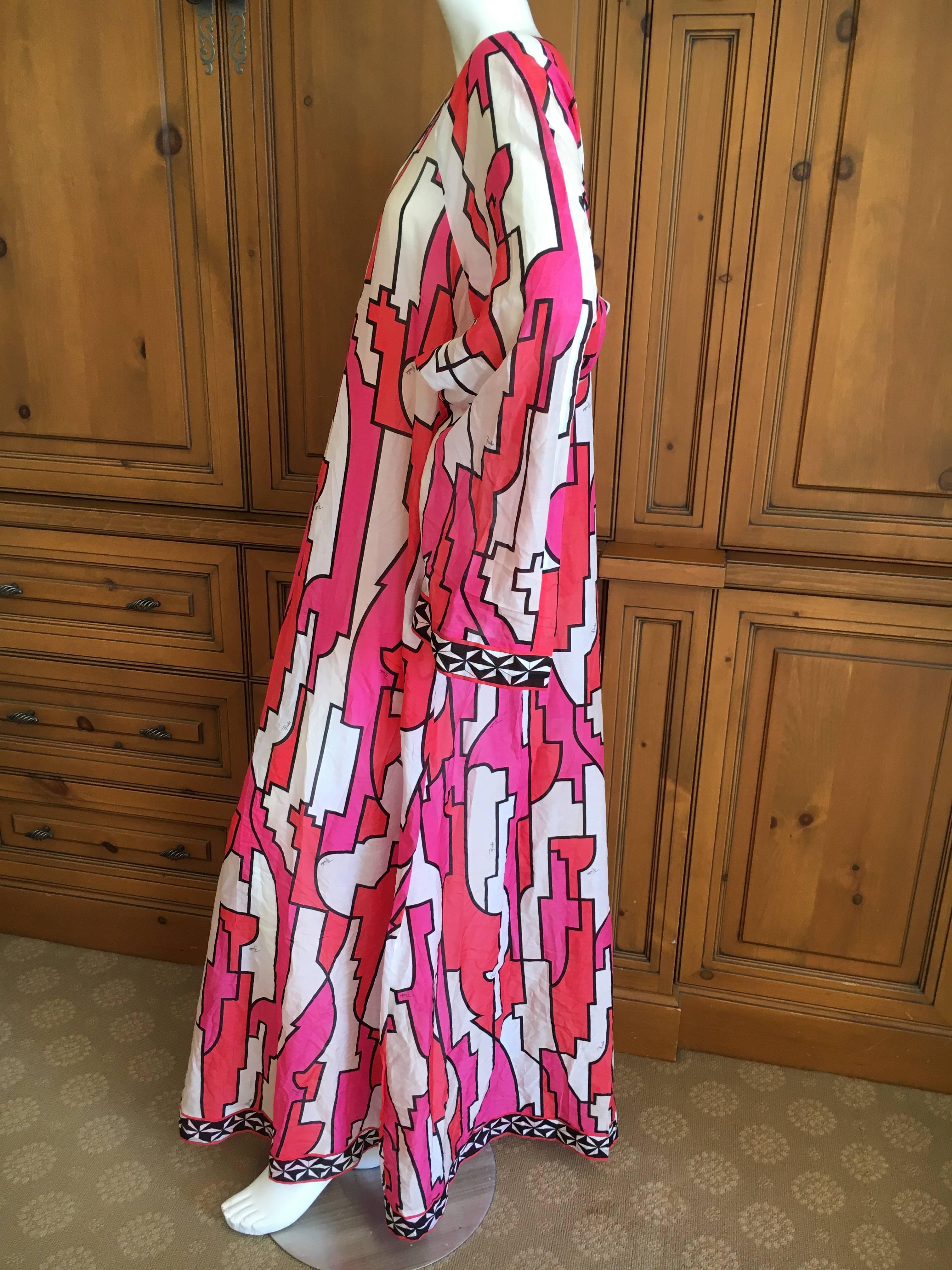 Emilio Pucci Sheer Cotton Caftan Dress In Excellent Condition For Sale In Cloverdale, CA