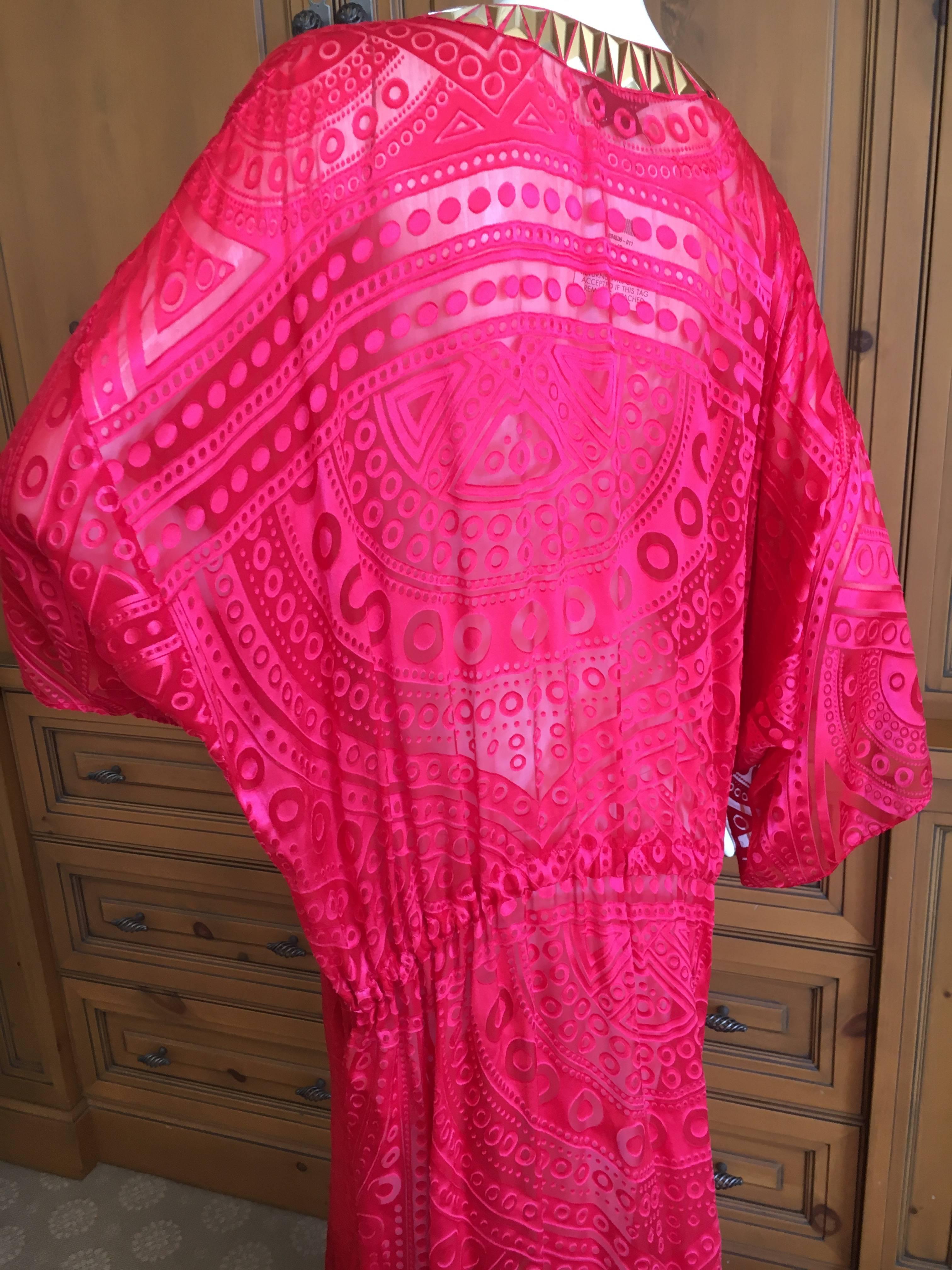 Roberto Cavalli Sheer Red Caftan with Gold Embellishents for Just Cavalli NWT 2