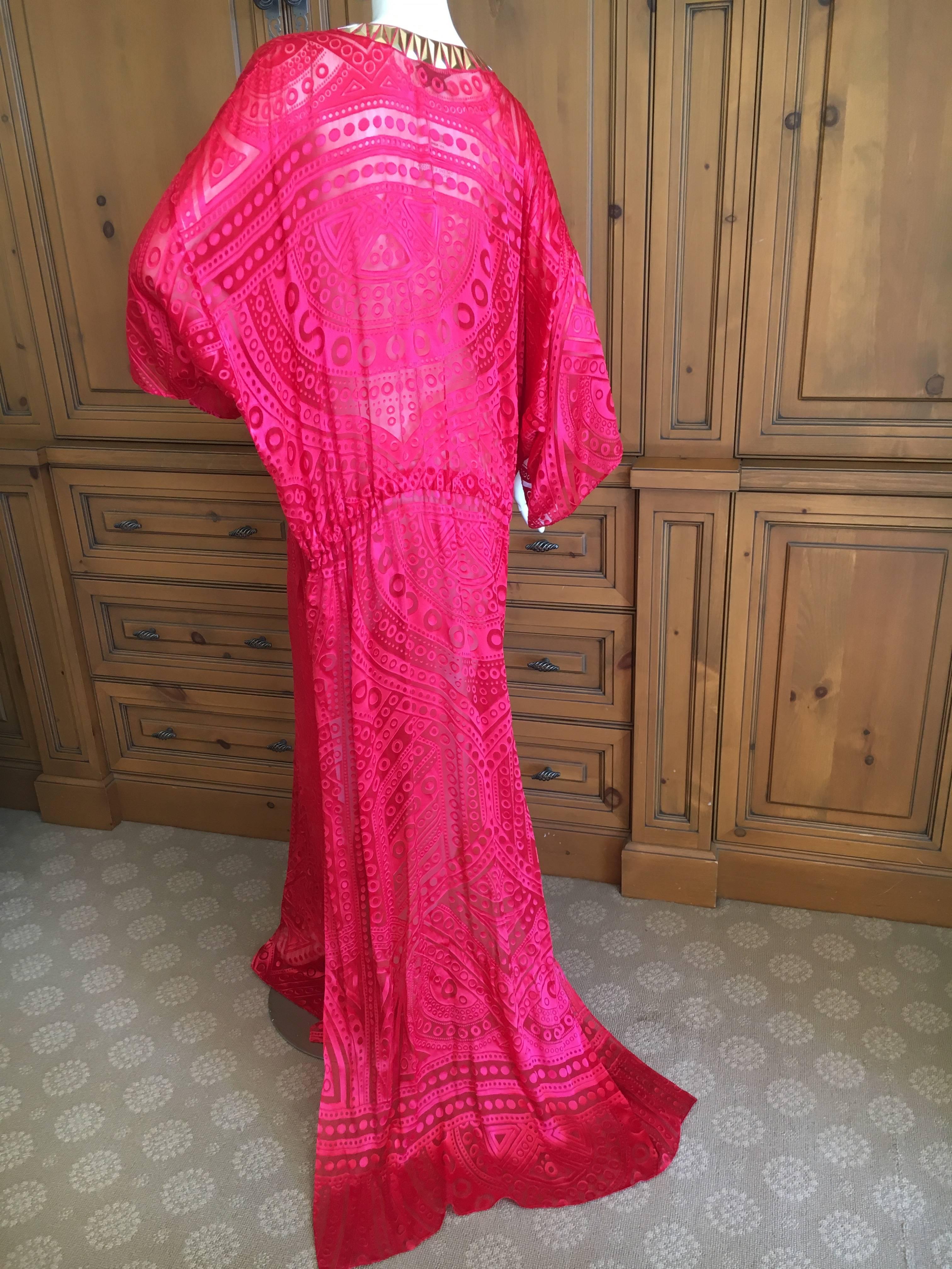 Roberto Cavalli Sheer Red Caftan with Gold Embellishents for Just Cavalli NWT 1