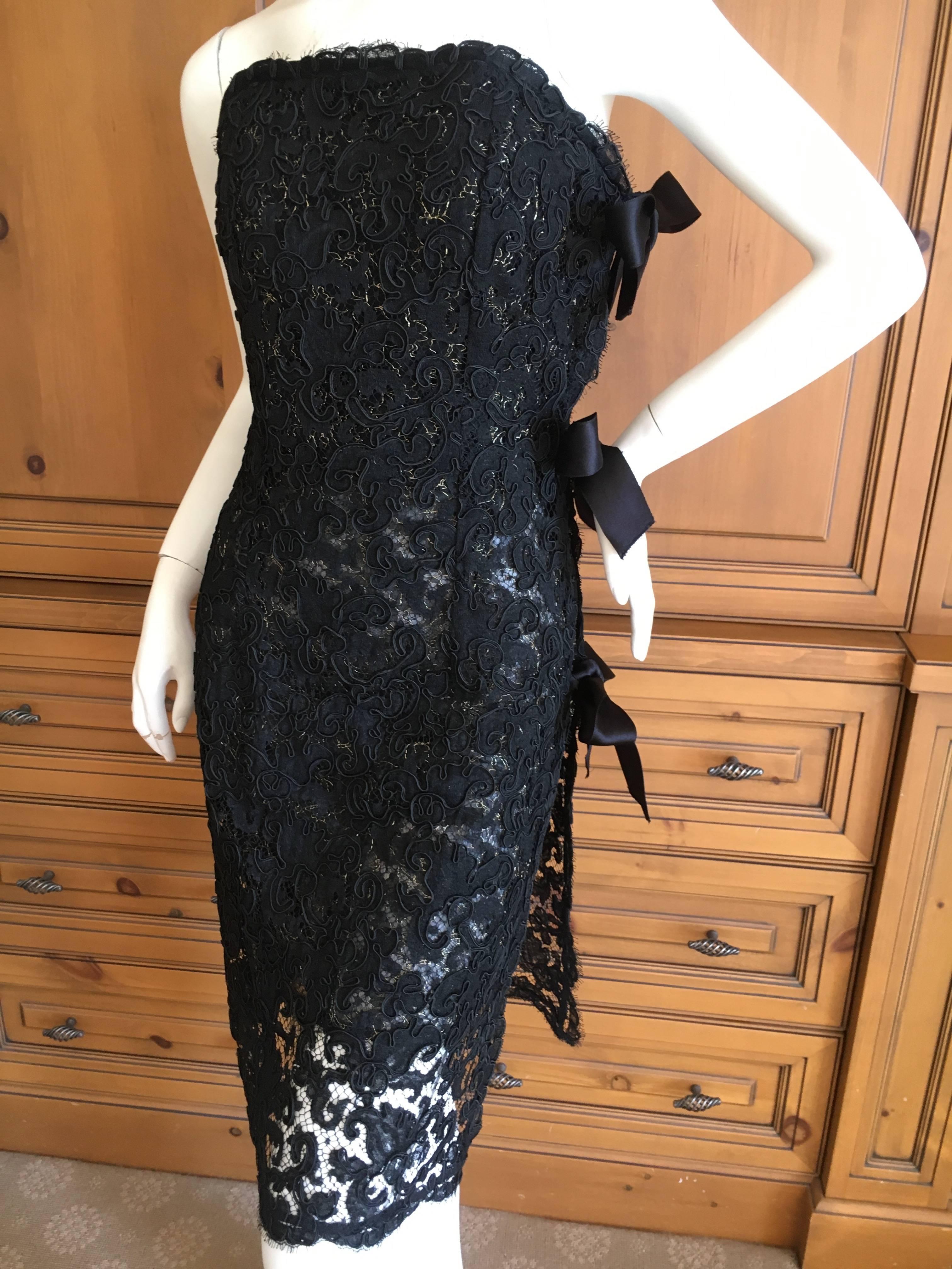 Yves Saint Laurent Rive Gauche 1970's Lace Overlay Cocktail Dress In Excellent Condition For Sale In Cloverdale, CA