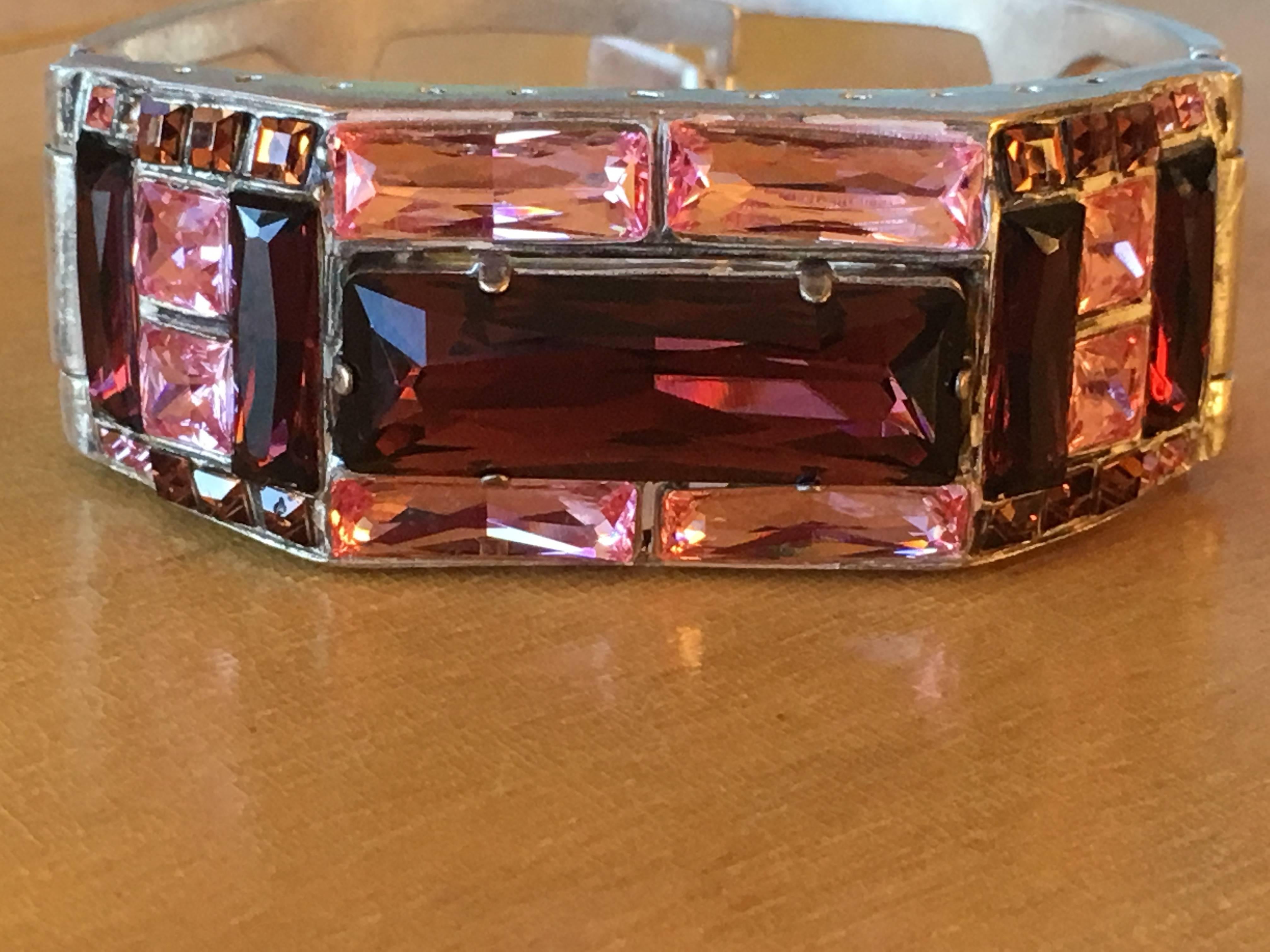 Jean Paul Gaultier Crystal Cuff Bracelet In Excellent Condition For Sale In Cloverdale, CA