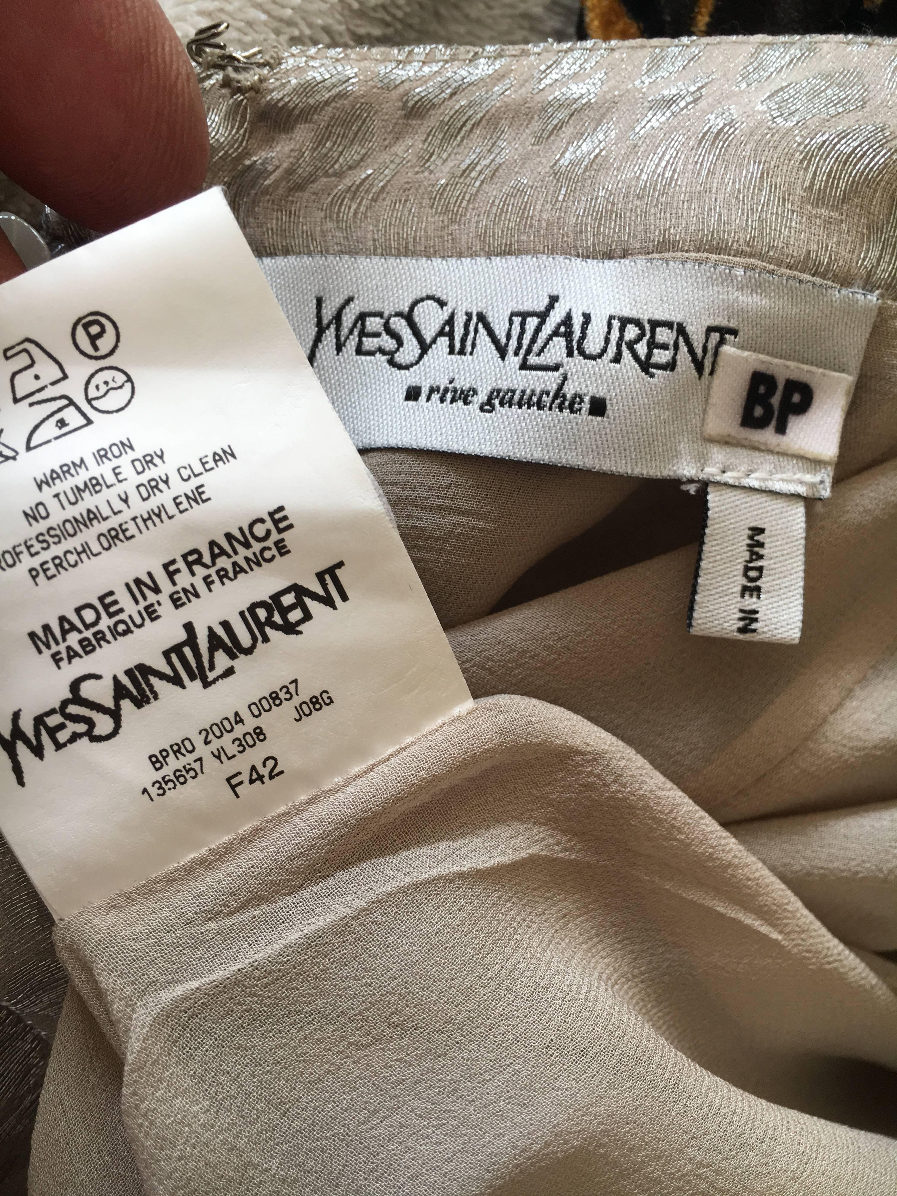 Yves Saint Laurent by Tom Ford 2004 SIlver Thread Silk Skirt For Sale 3