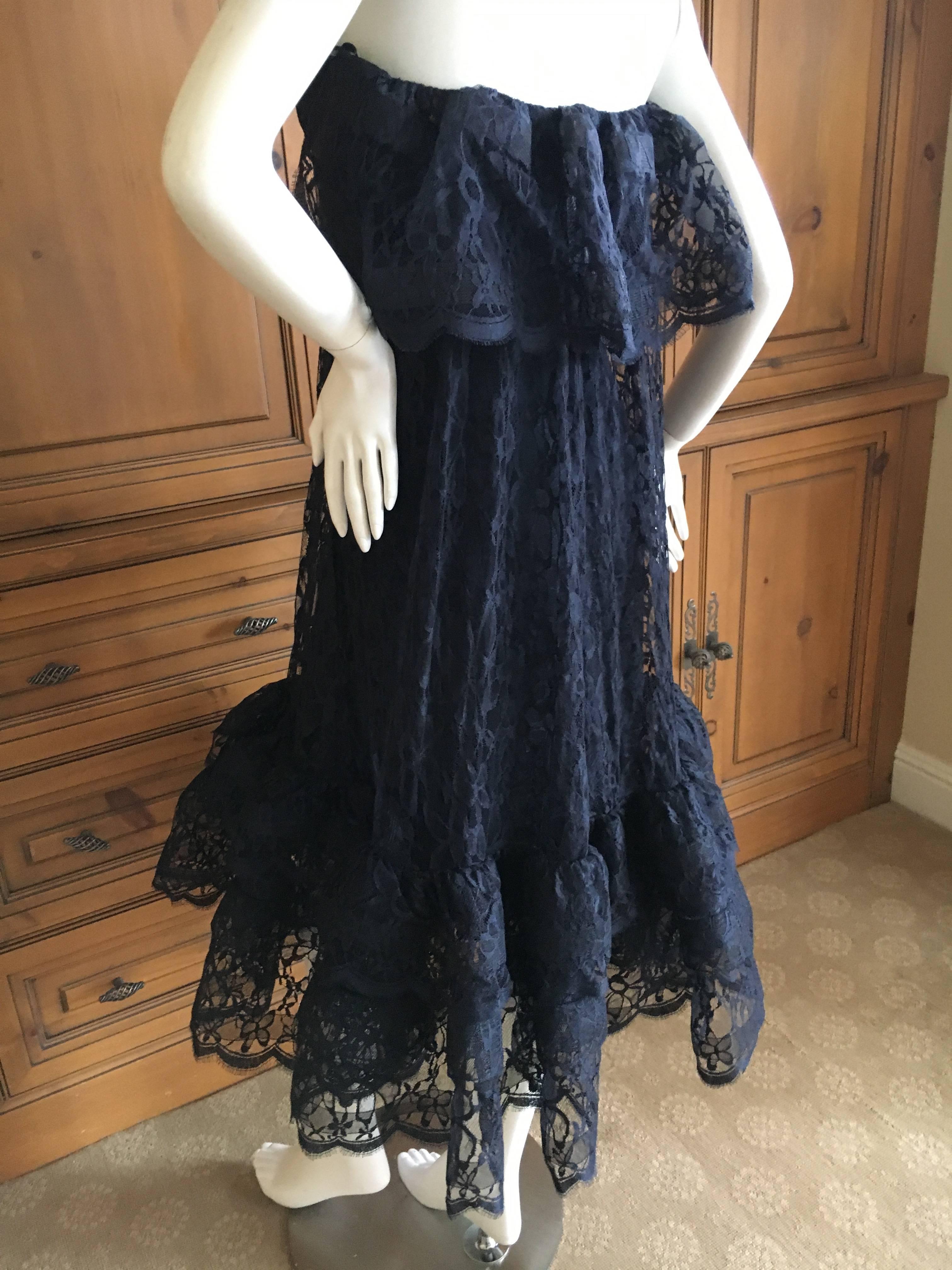 Balenciaga Edition Navy Blue Lace Evening Dress New $7295 Barneys Tags In New Condition For Sale In Cloverdale, CA