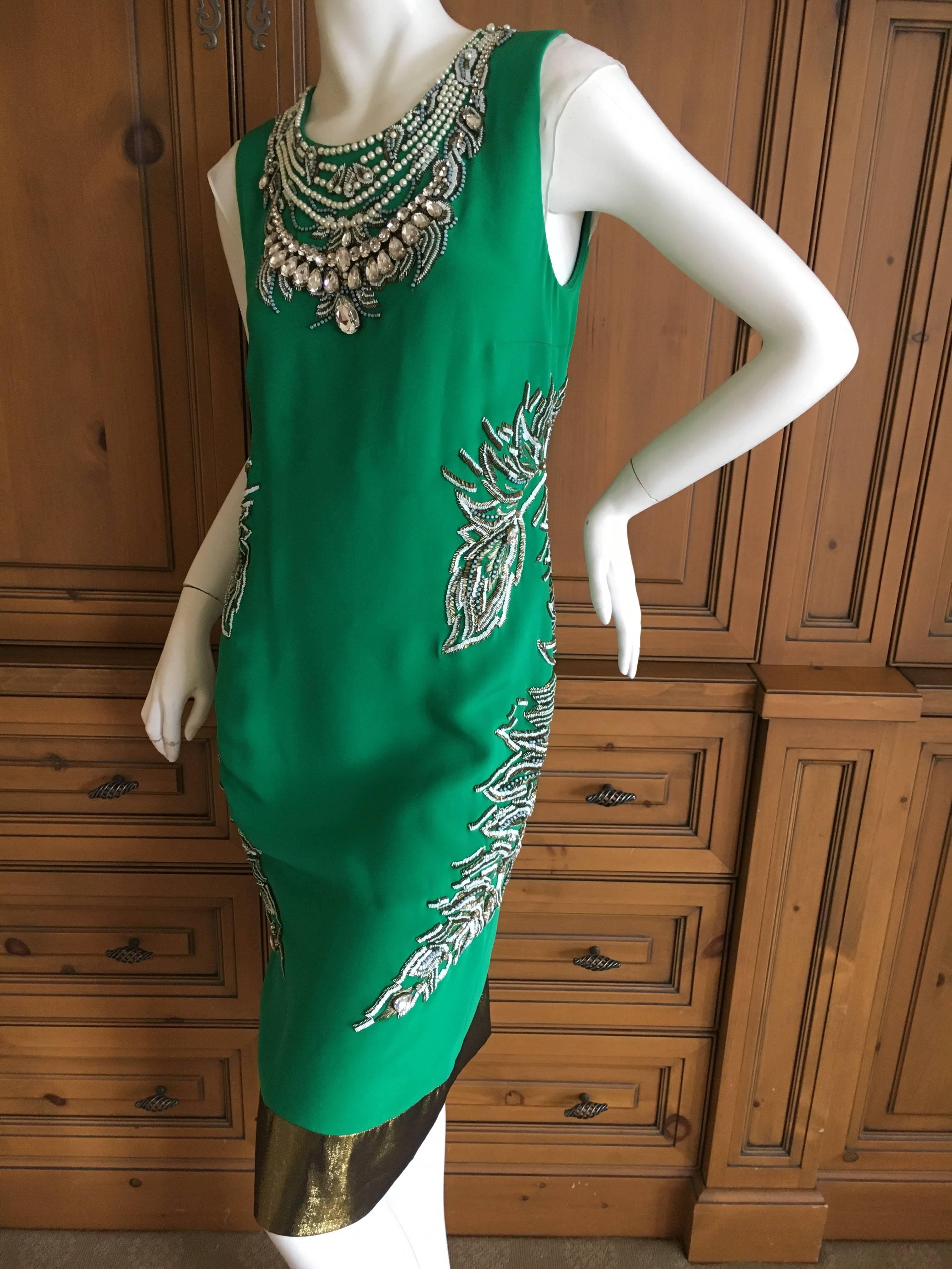 Women's Thakoon Bejeweled Green Cocktai Dress For Sale