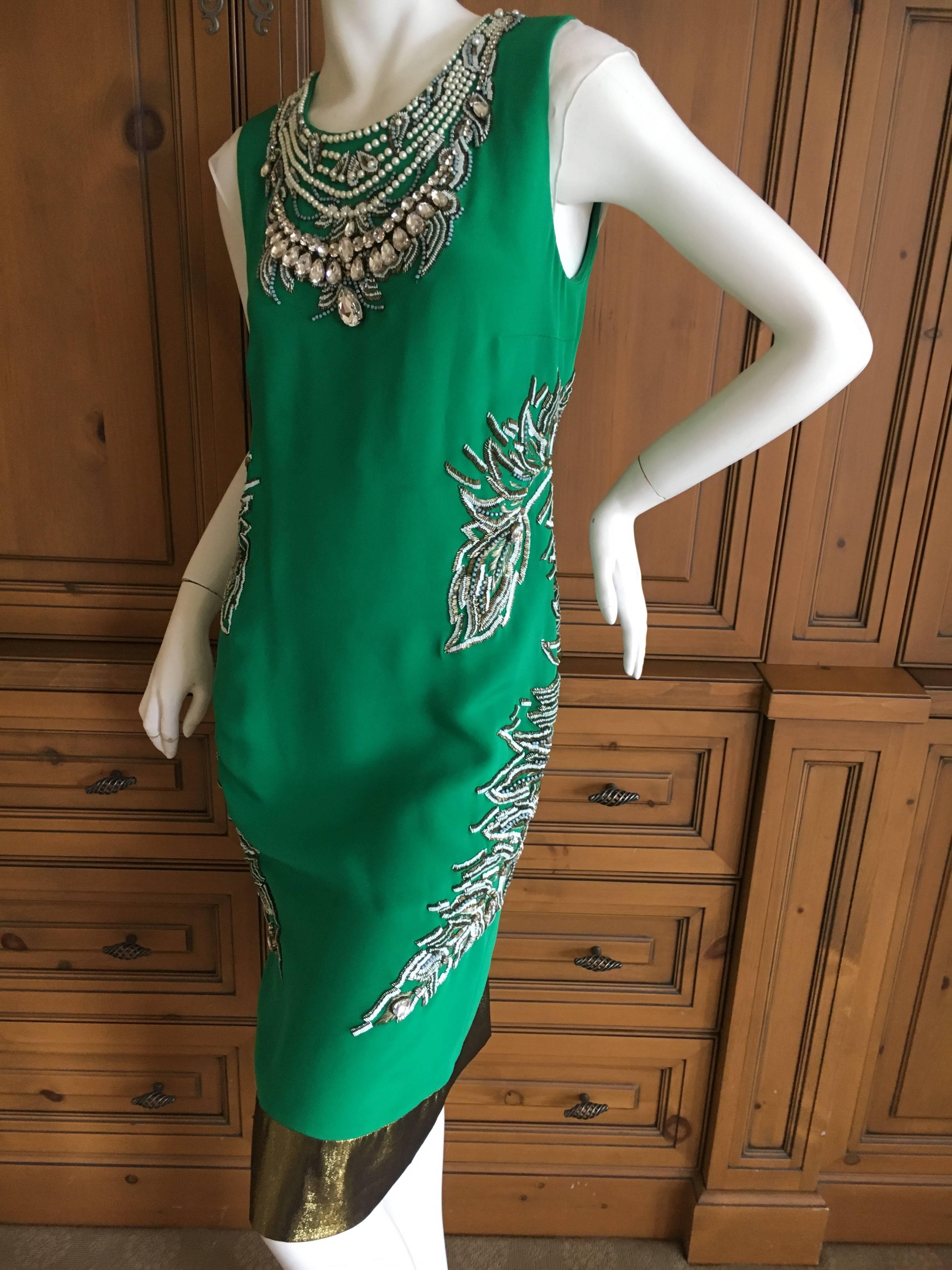 Thakoon Bejeweled Green Cocktai Dress For Sale 2