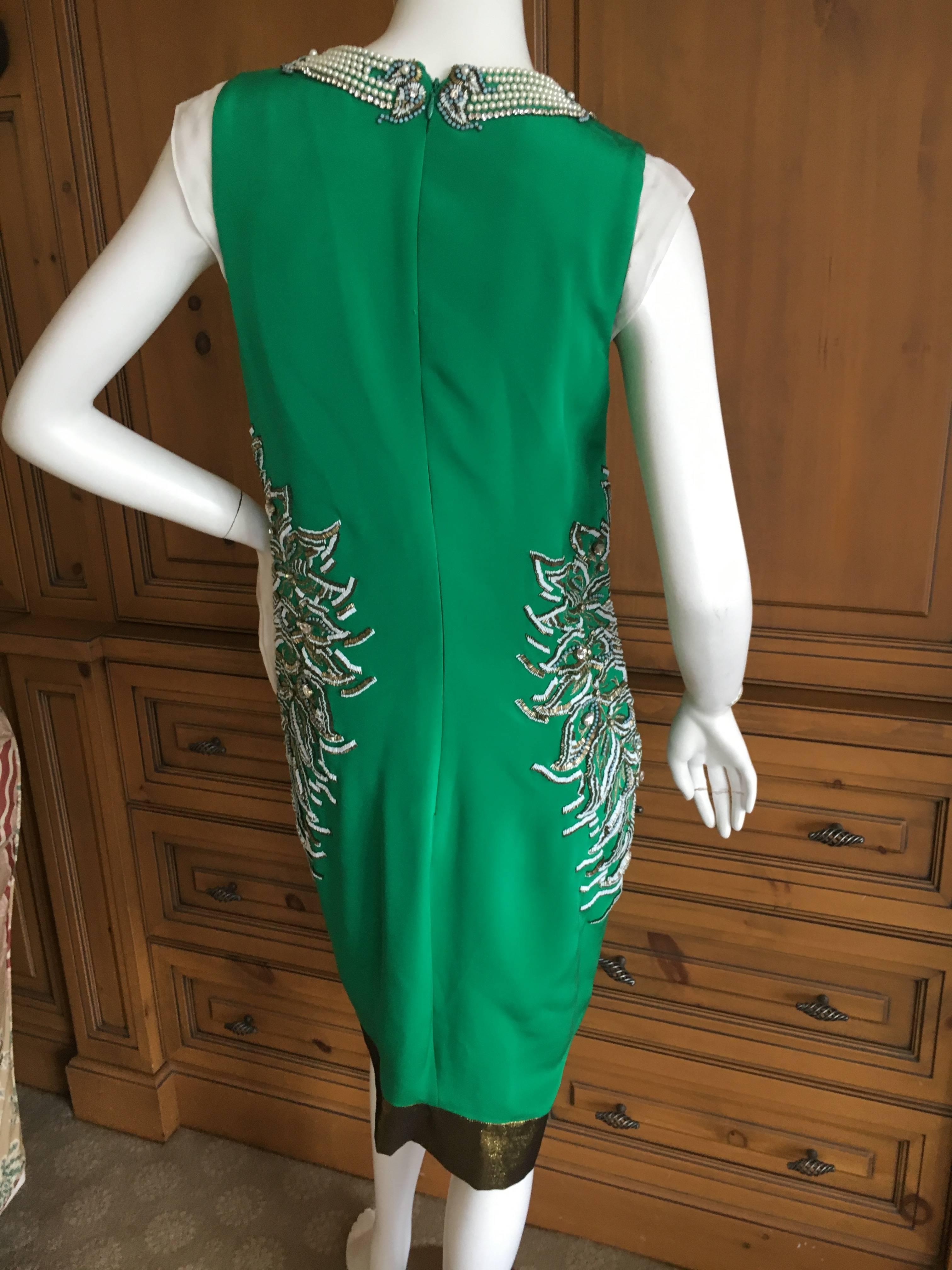 Thakoon Bejeweled Green Cocktai Dress For Sale 4