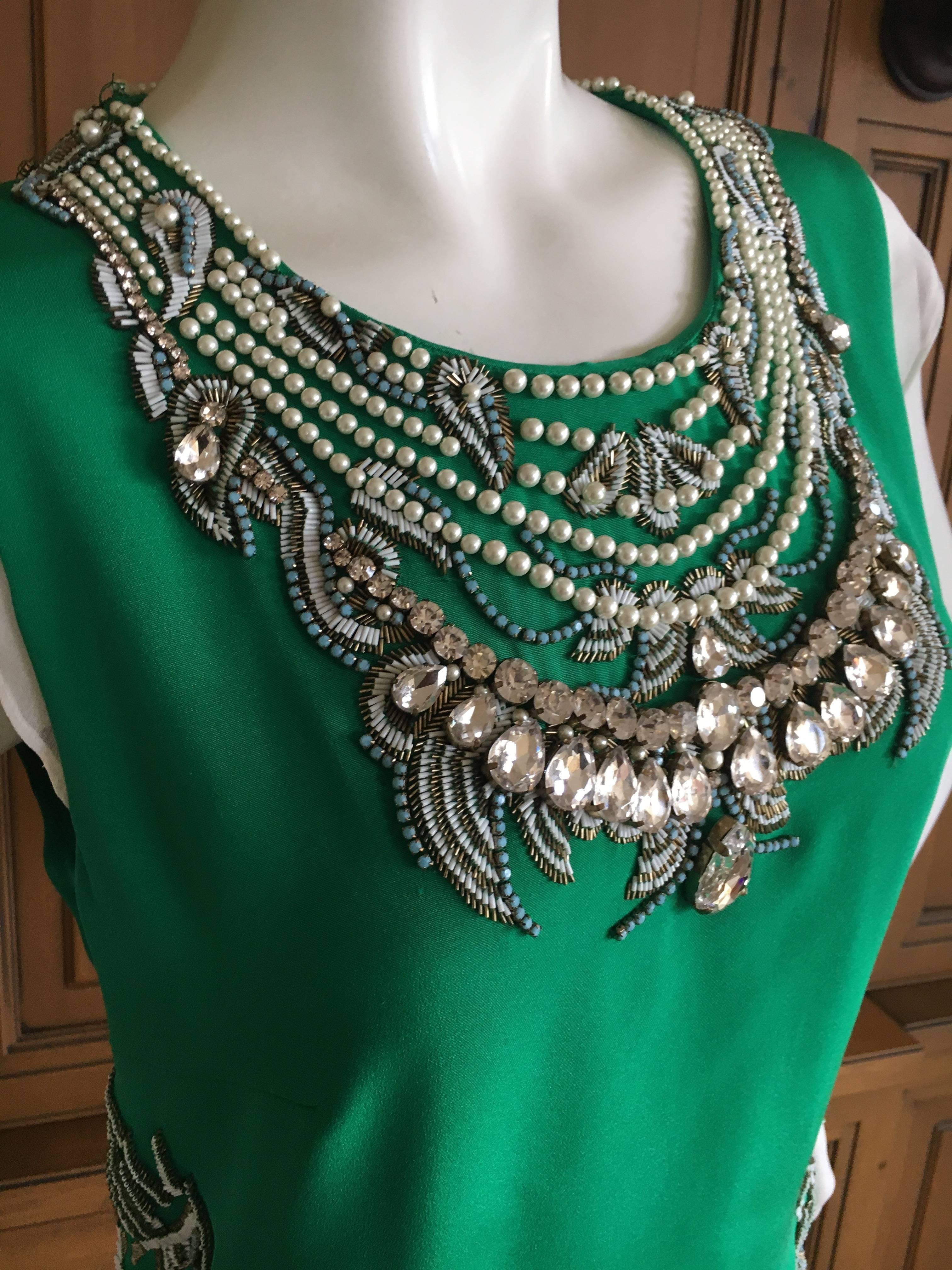 Thakoon Bejeweled Green Cocktai Dress In Excellent Condition For Sale In Cloverdale, CA
