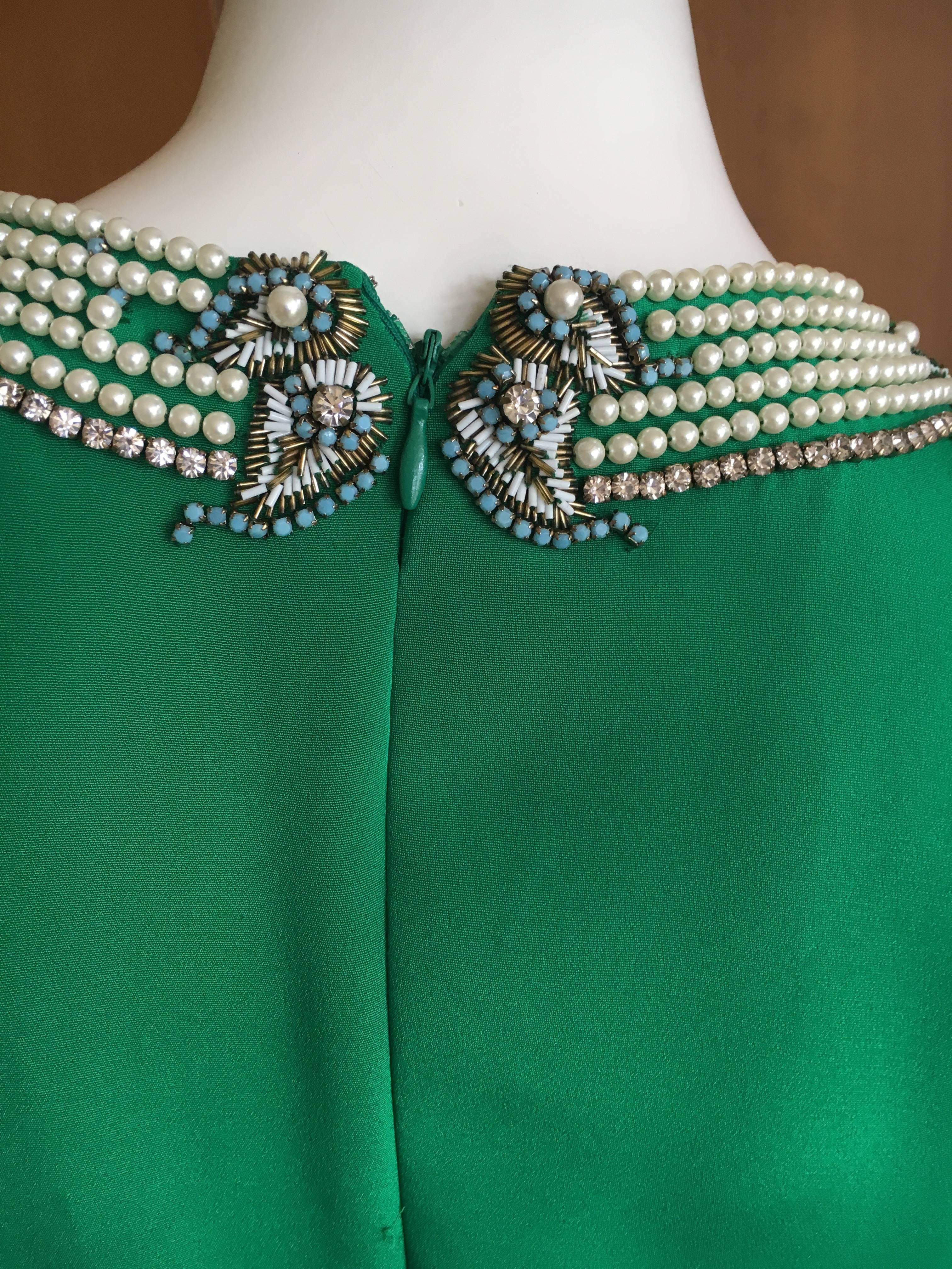 Thakoon Bejeweled Green Cocktai Dress For Sale 5