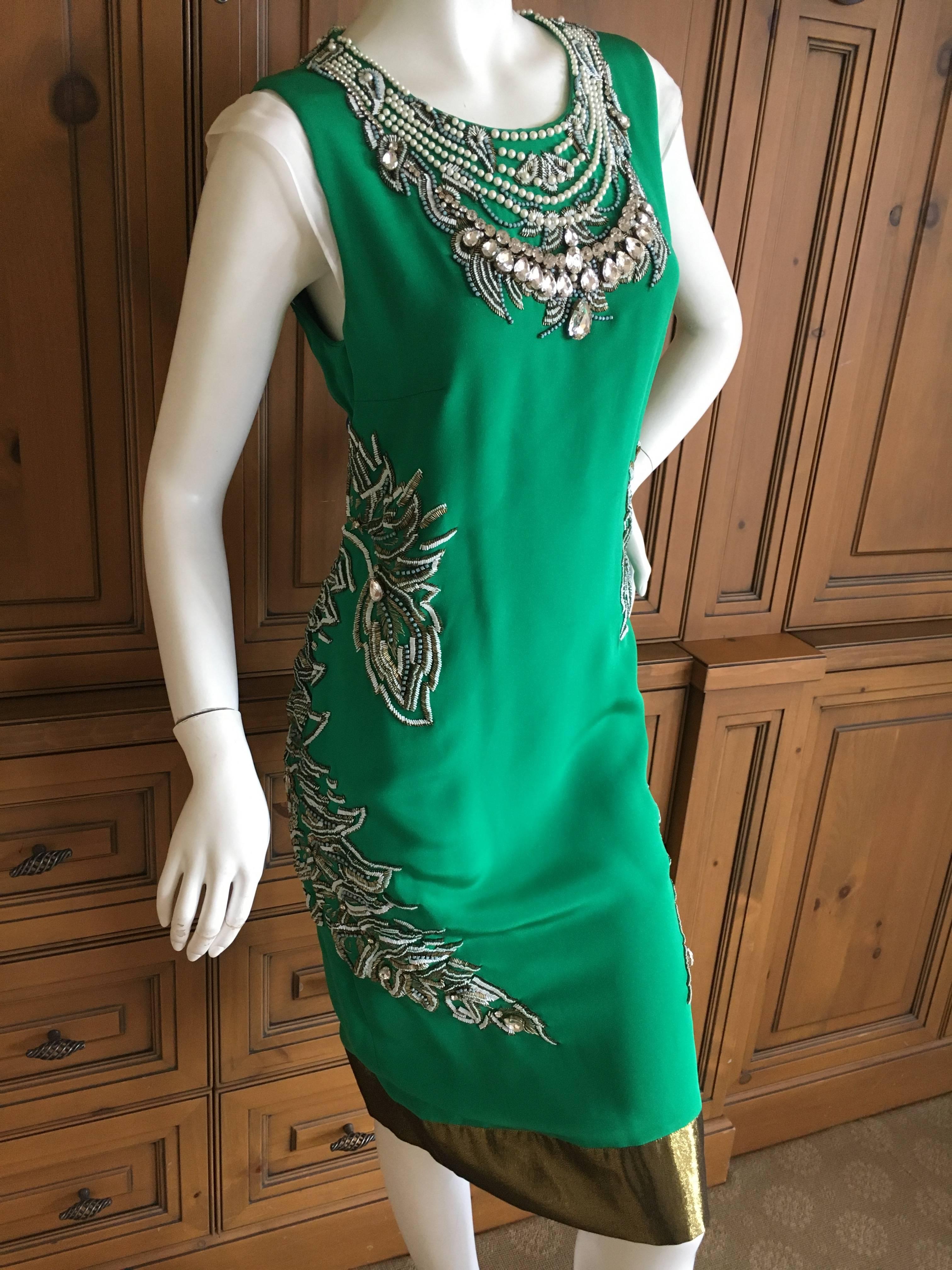 Thakoon Bejeweled Green Cocktai Dress For Sale 1