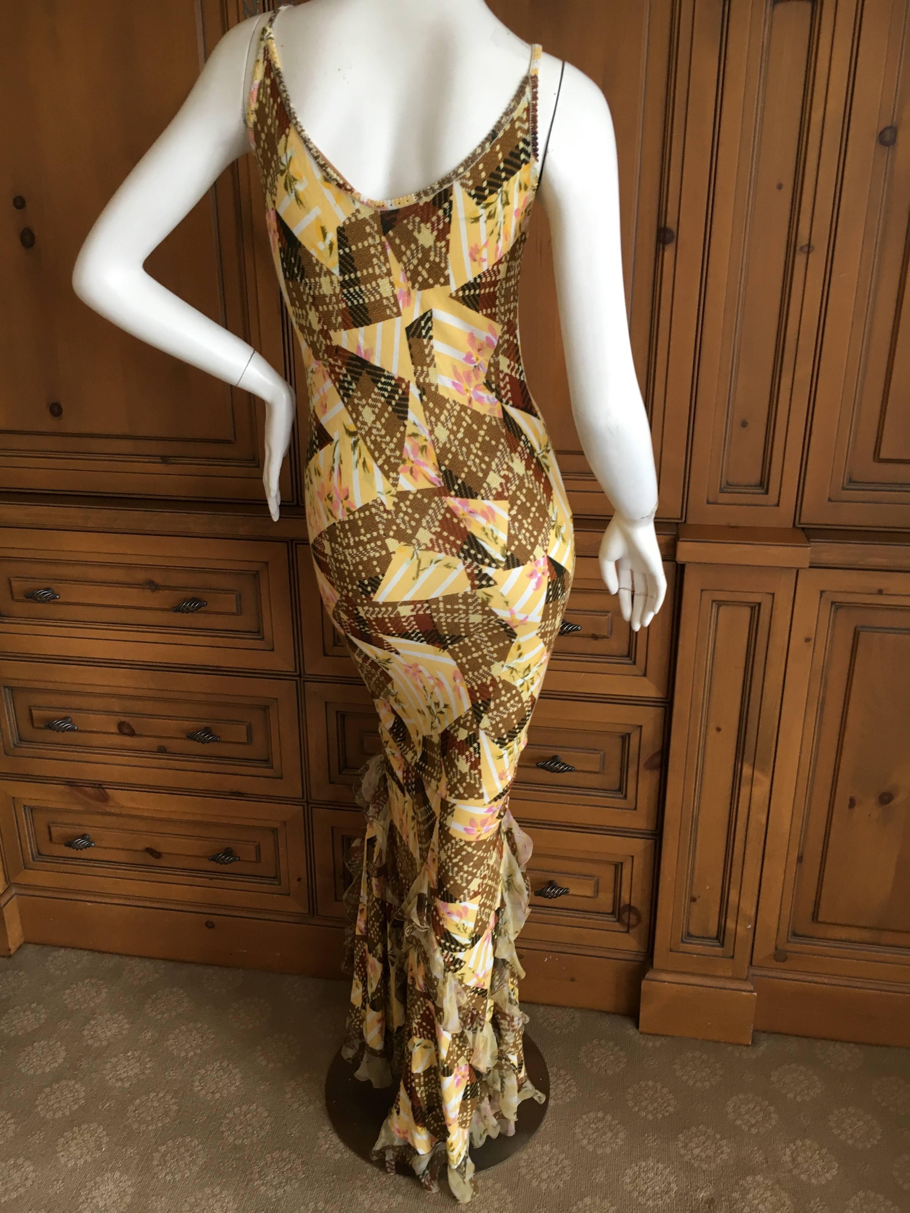 John Galliano Vintage Patchwork Pattern Ruffle Dress For Sale 2