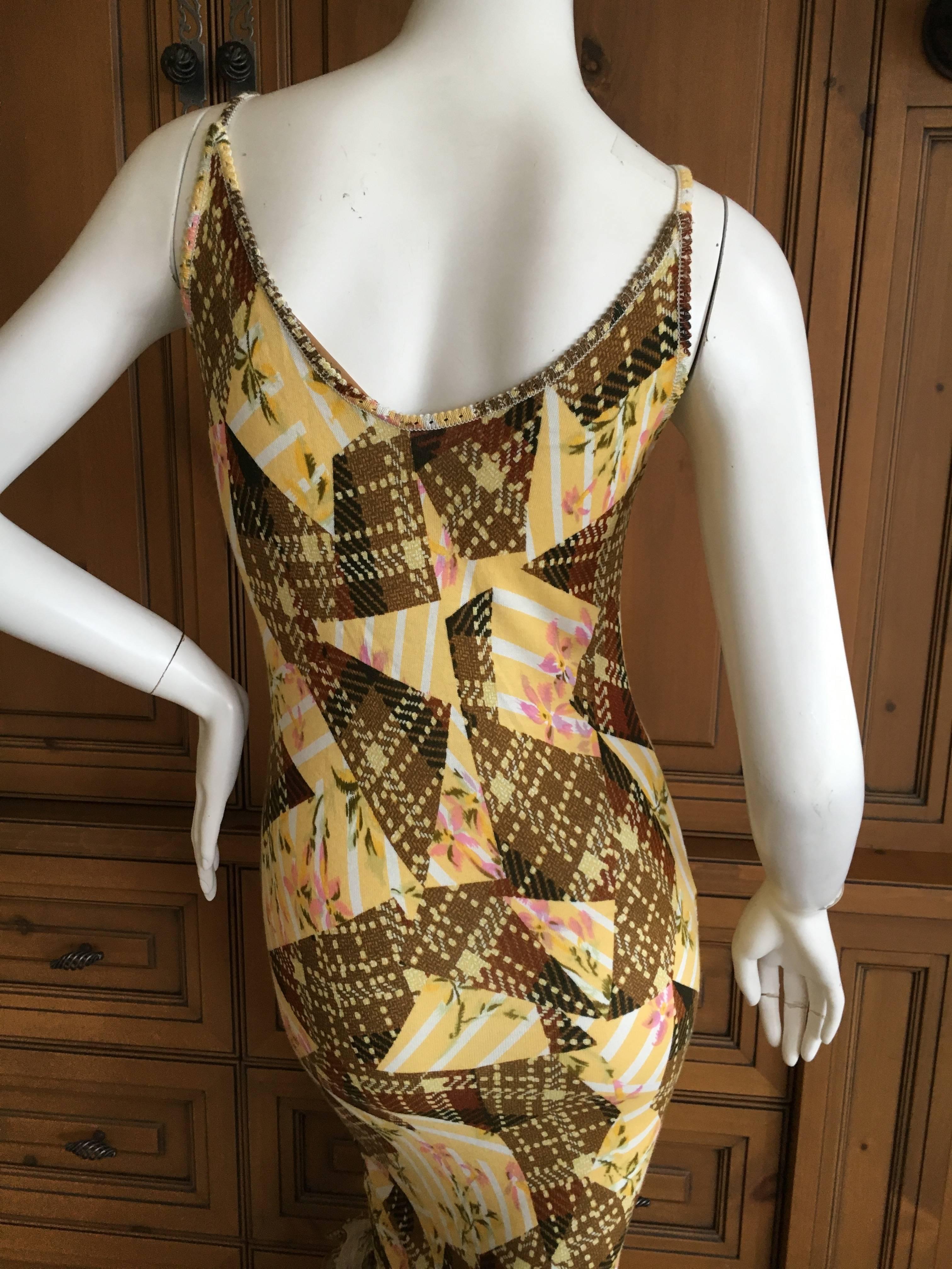 John Galliano Vintage Patchwork Pattern Ruffle Dress For Sale 4