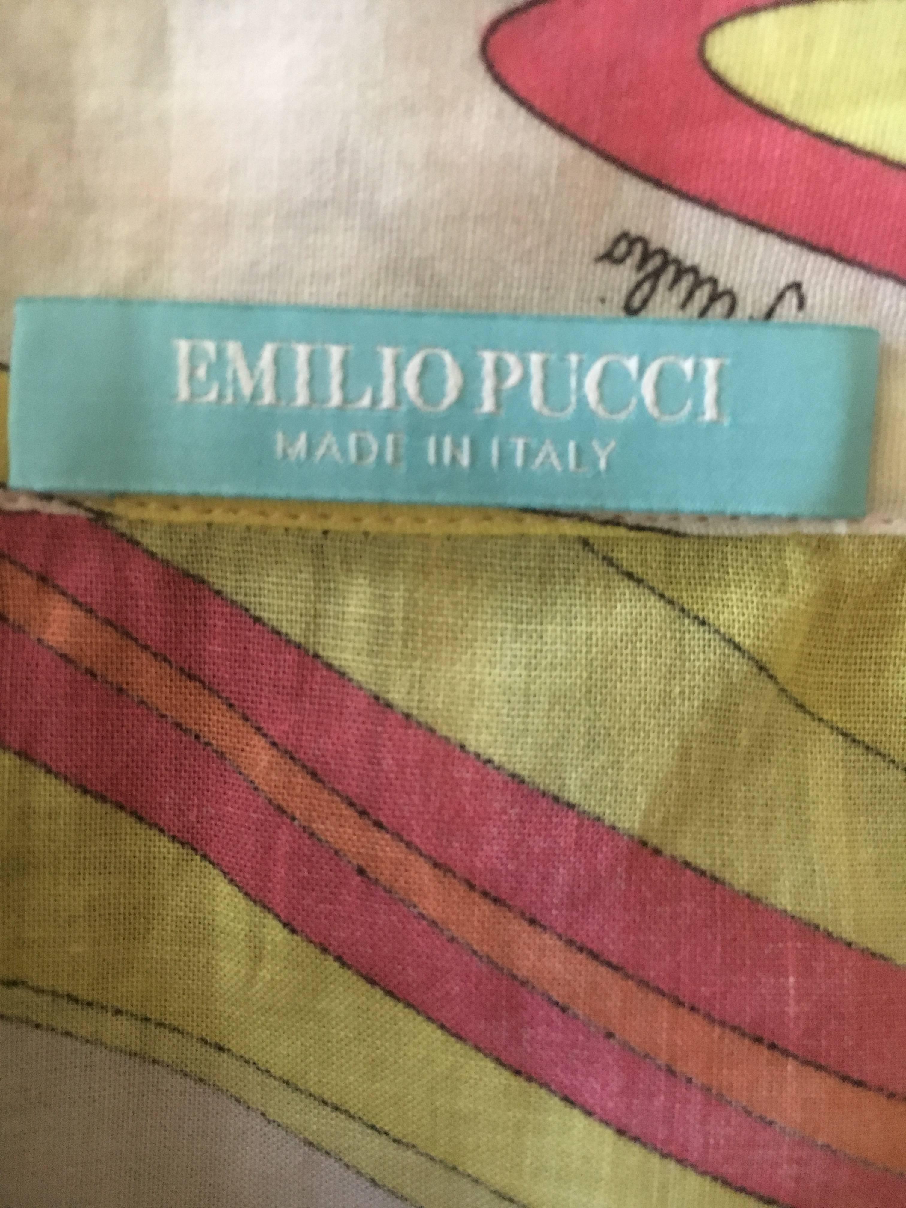 Emilio Pucci Sheer Cotton Beach Cover Caftan with Batteau Neckline For Sale 3