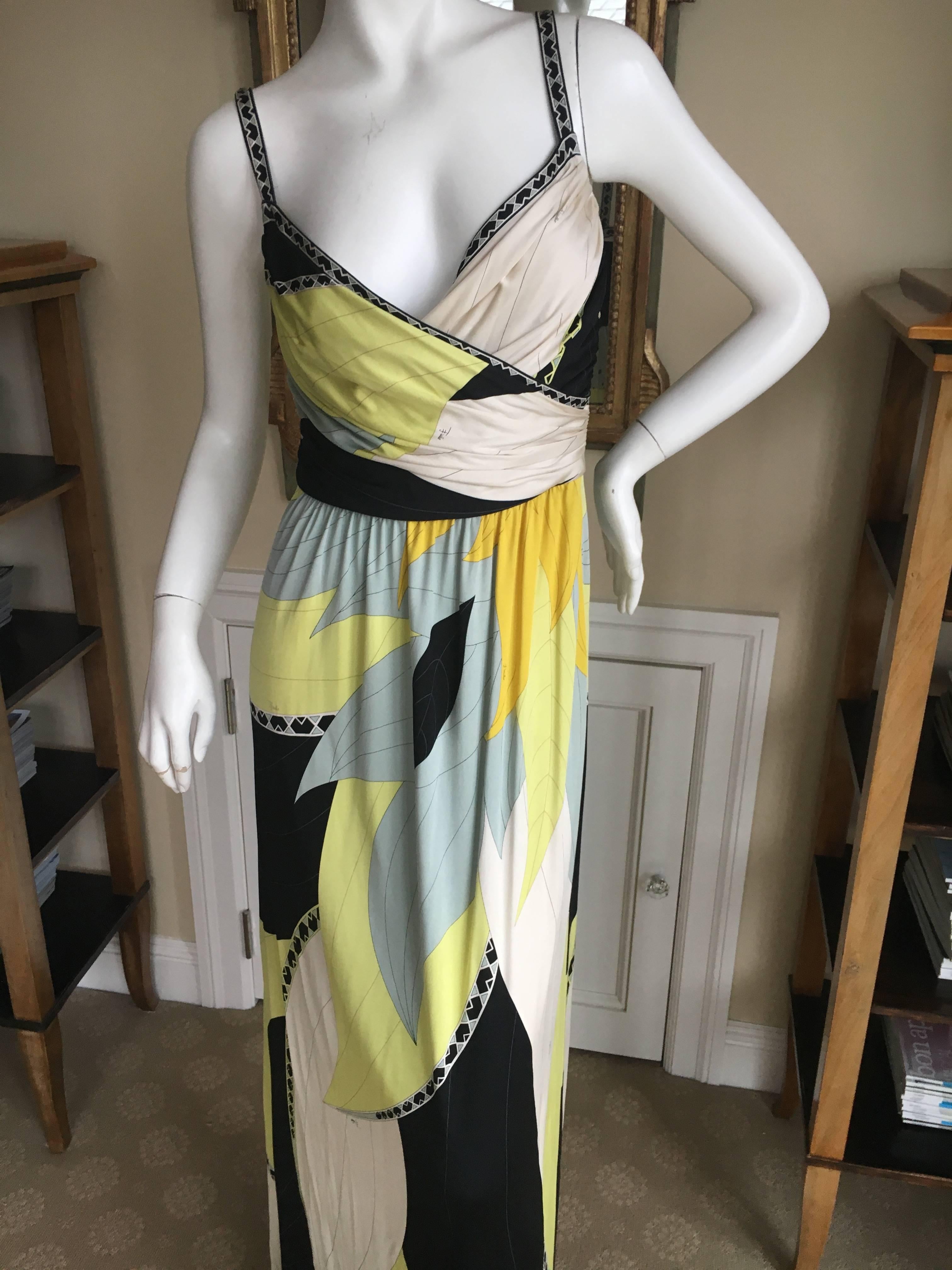 Emilio Pucci Low Cut Silk Maxi Dress NWT Size 36 In New Condition For Sale In Cloverdale, CA