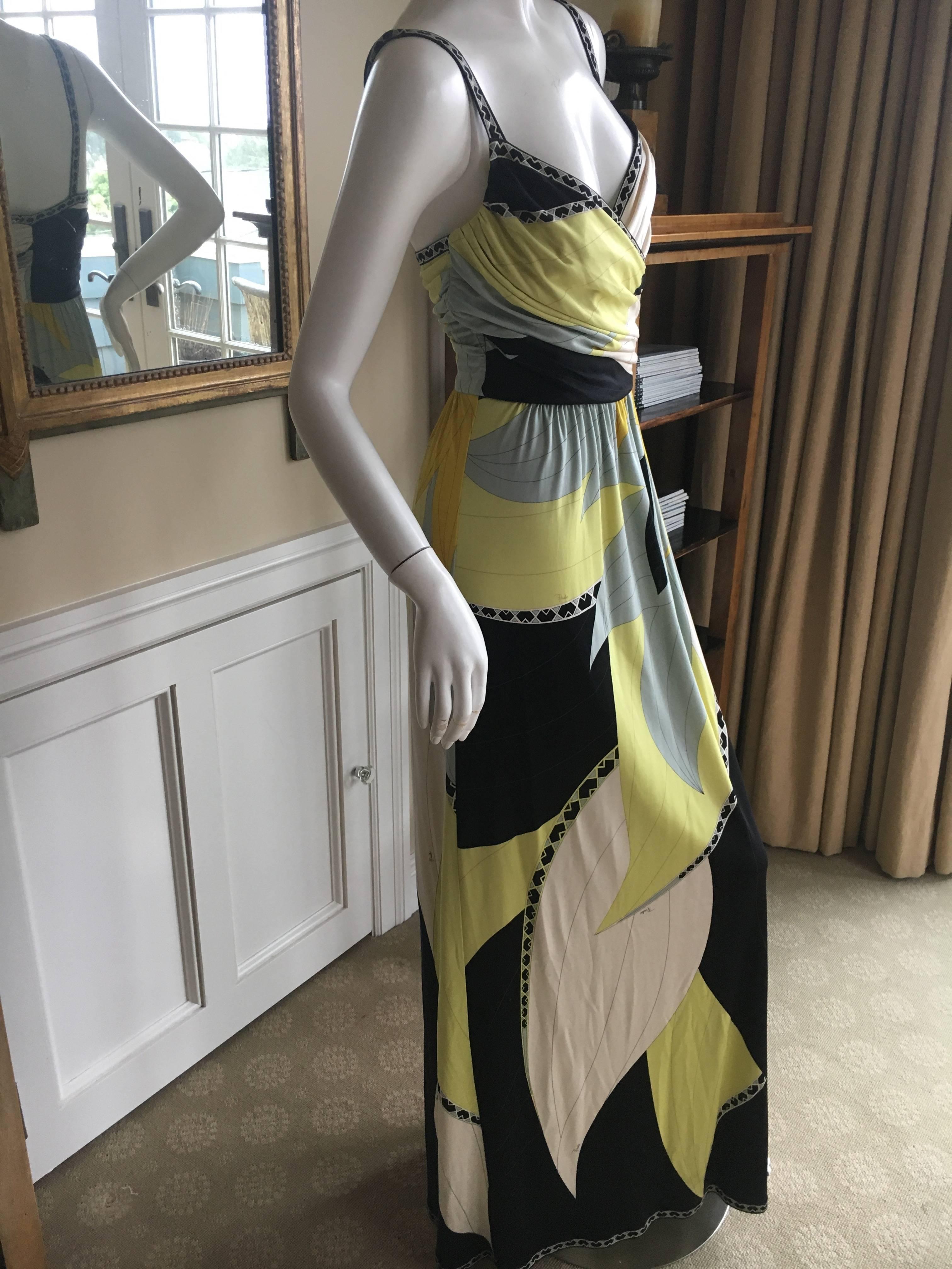 Women's Emilio Pucci Low Cut Silk Maxi Dress NWT Size 36 For Sale
