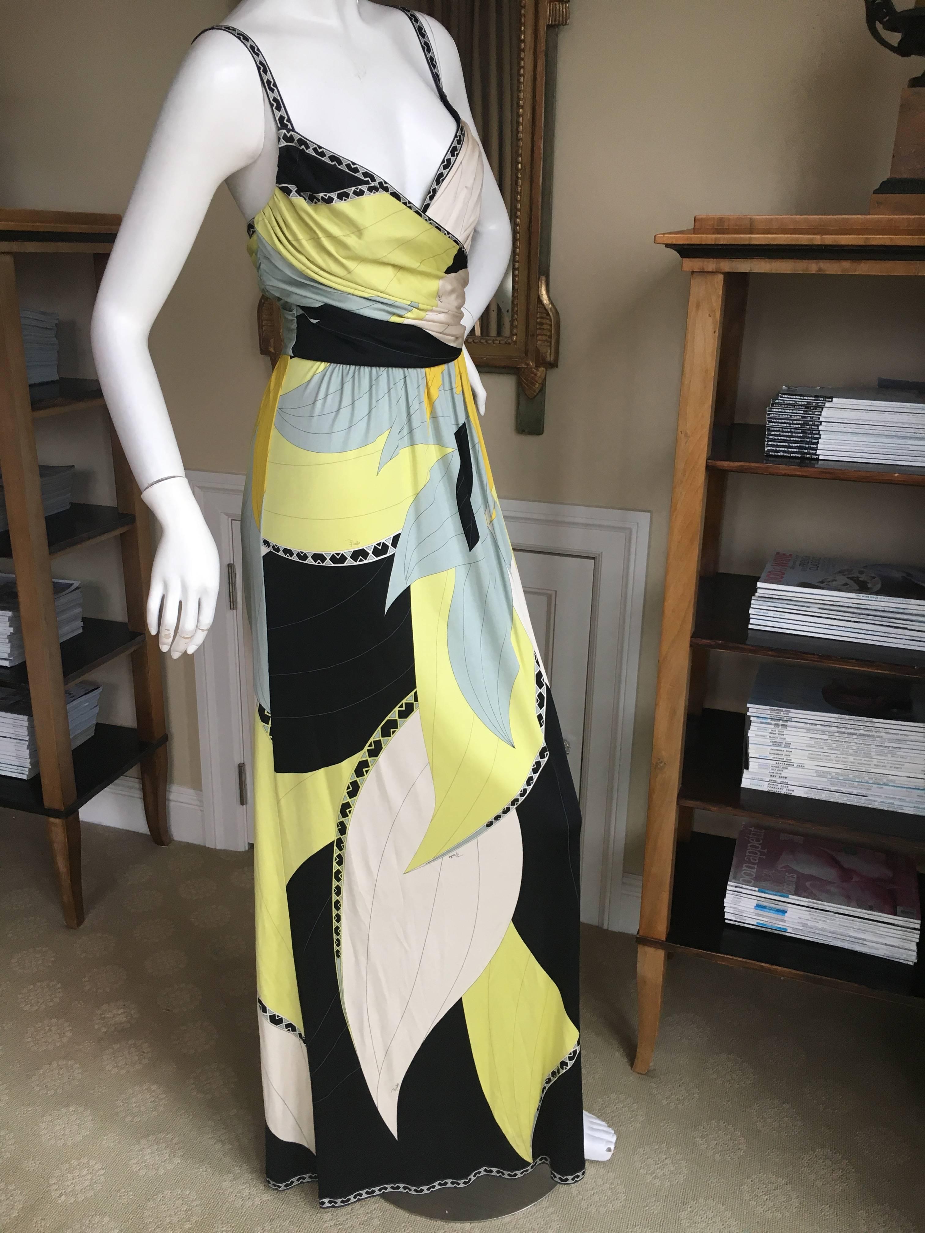 Emilio Pucci Low Cut Silk Maxi Dress NWT Size 36 For Sale 2
