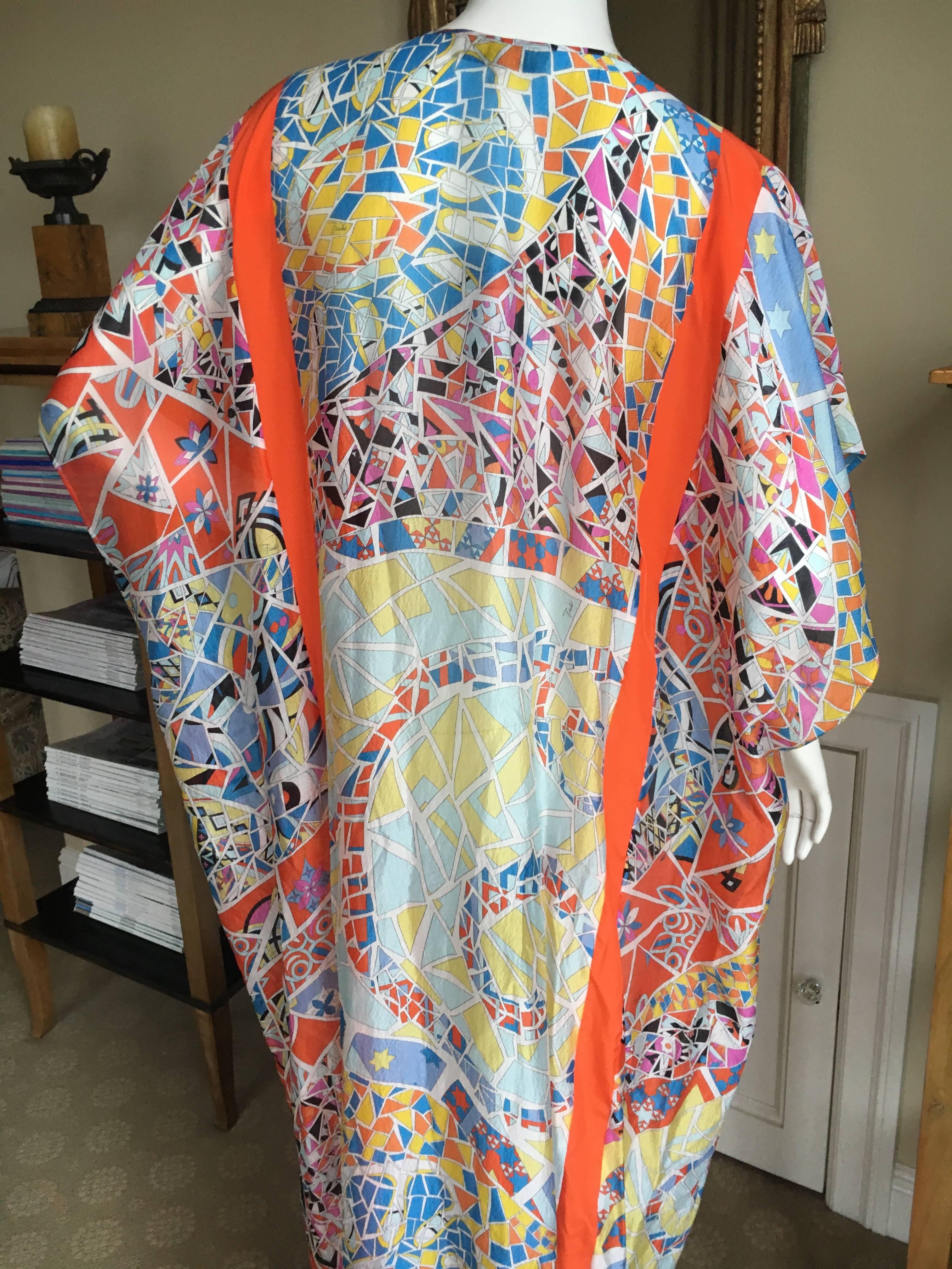 Emilio Pucci Sheer Kaleidoscope Silk Caftan Beach Coverup New with Tags Unisex For Sale 2