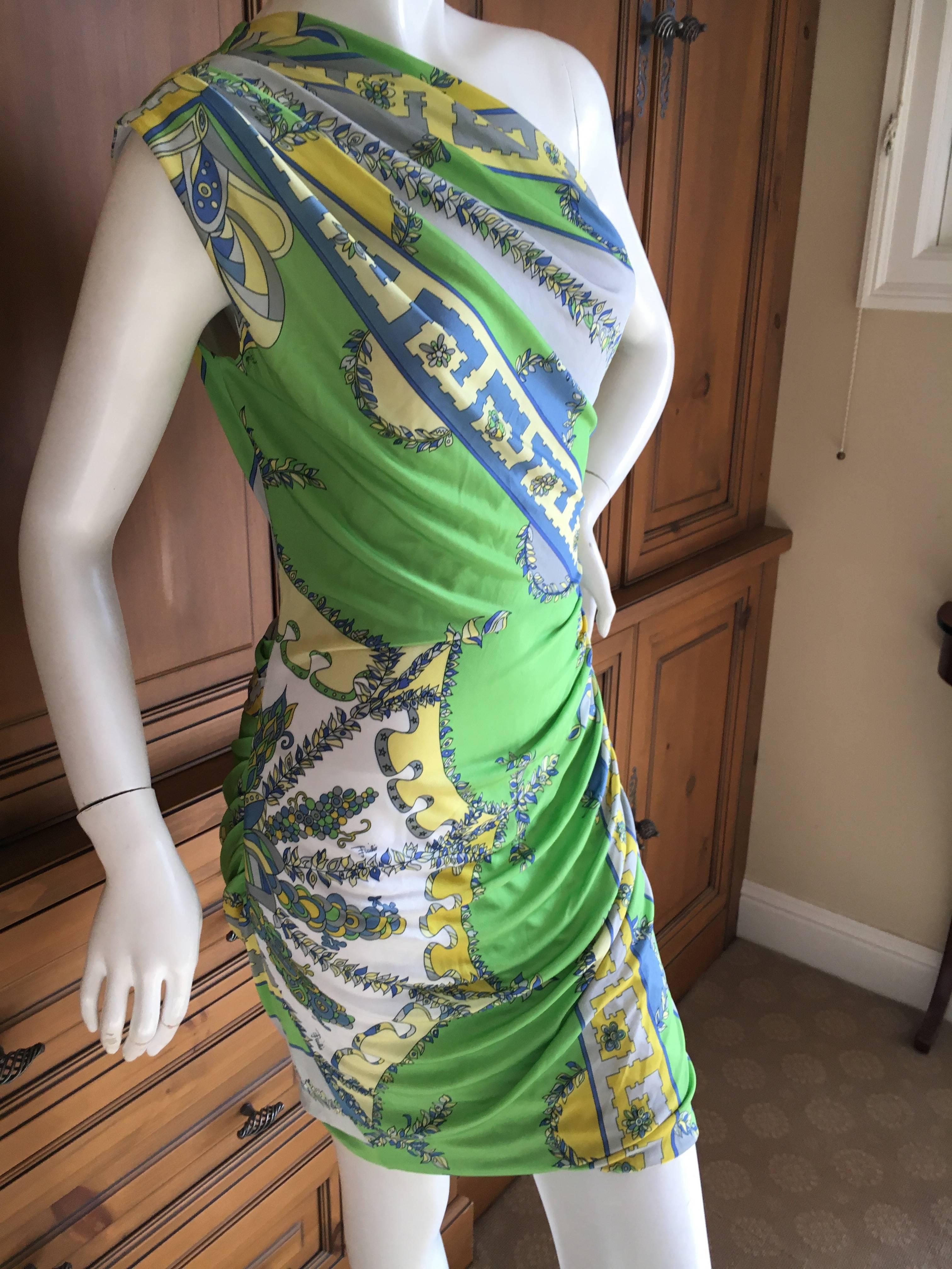 Emilio Pucci One Shoulder Mini Dress In Excellent Condition For Sale In Cloverdale, CA