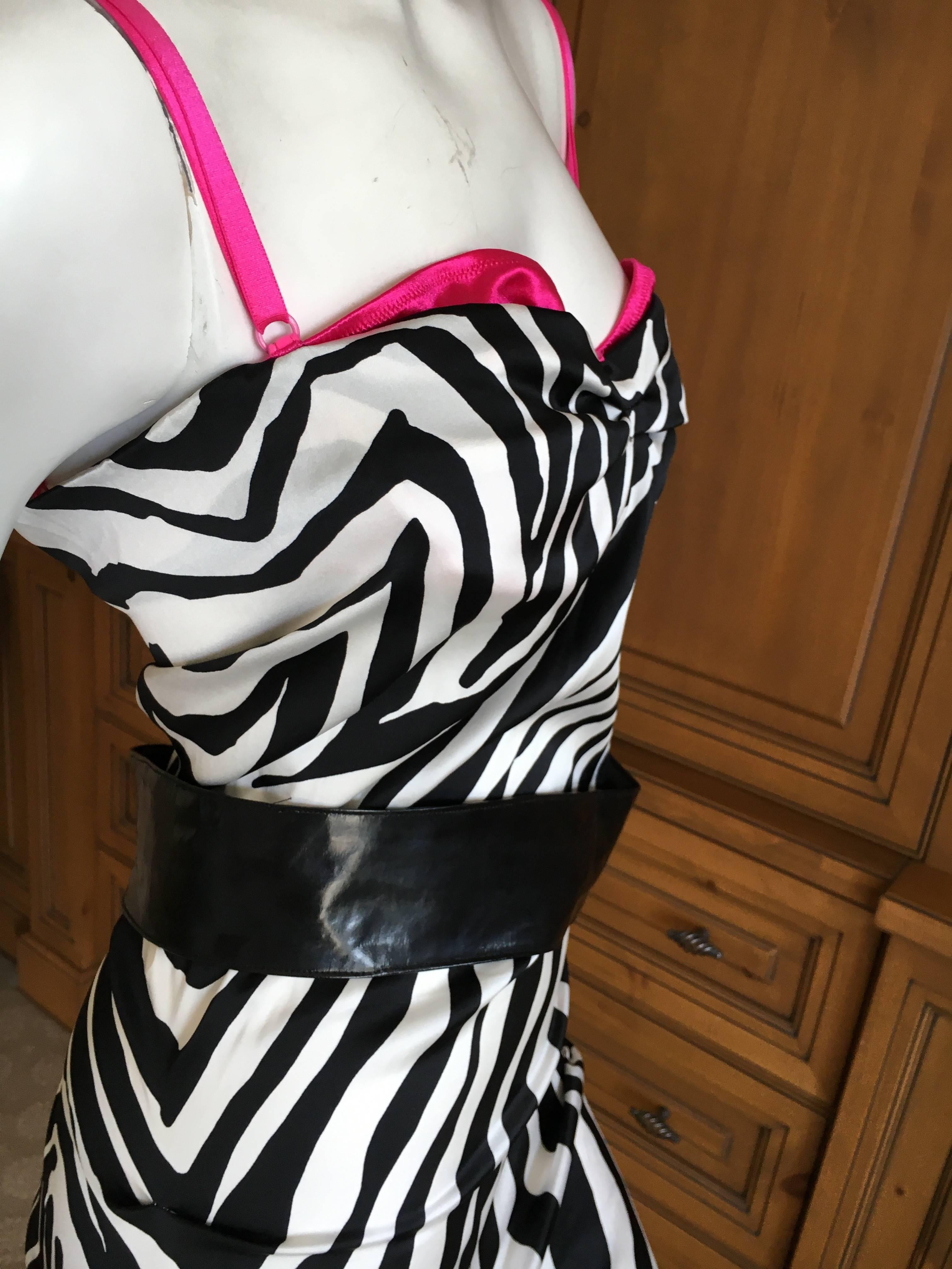 Black D&G Dolce & Gabbana Zebra Stripe Silk Cocktail Dress For Sale