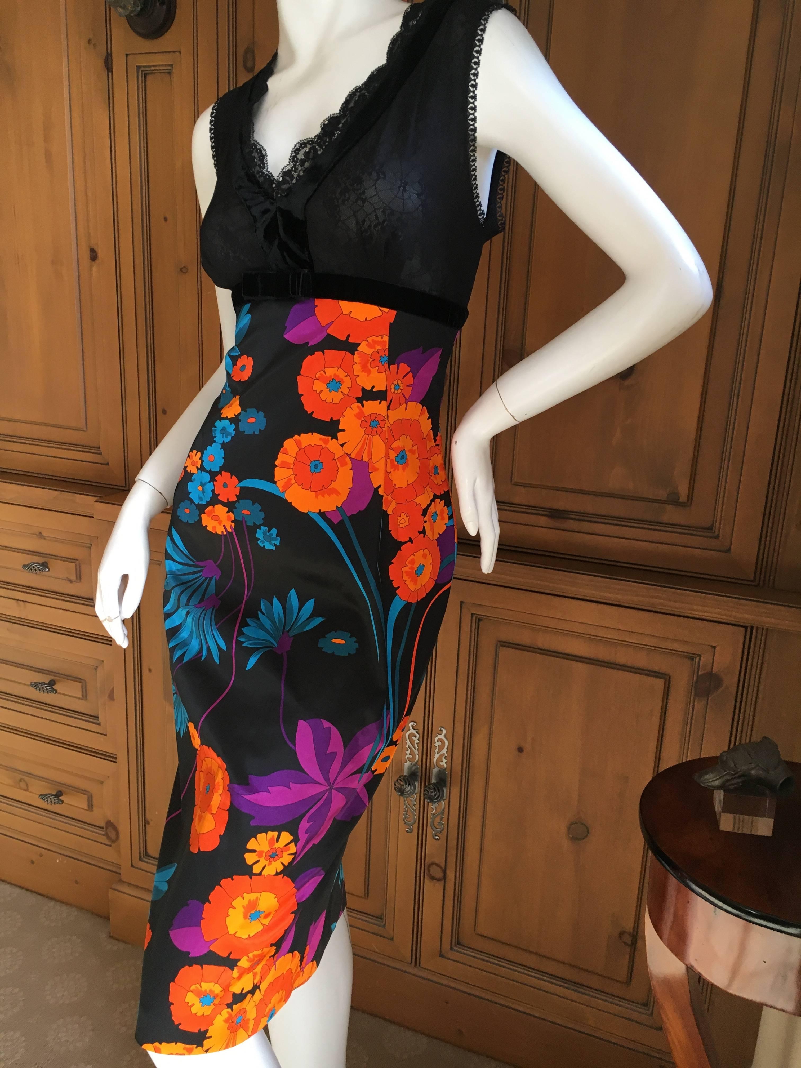 D&G Dolce & Gabbana Mod Print Cocktail Dress with Sheer Bust In Excellent Condition In Cloverdale, CA