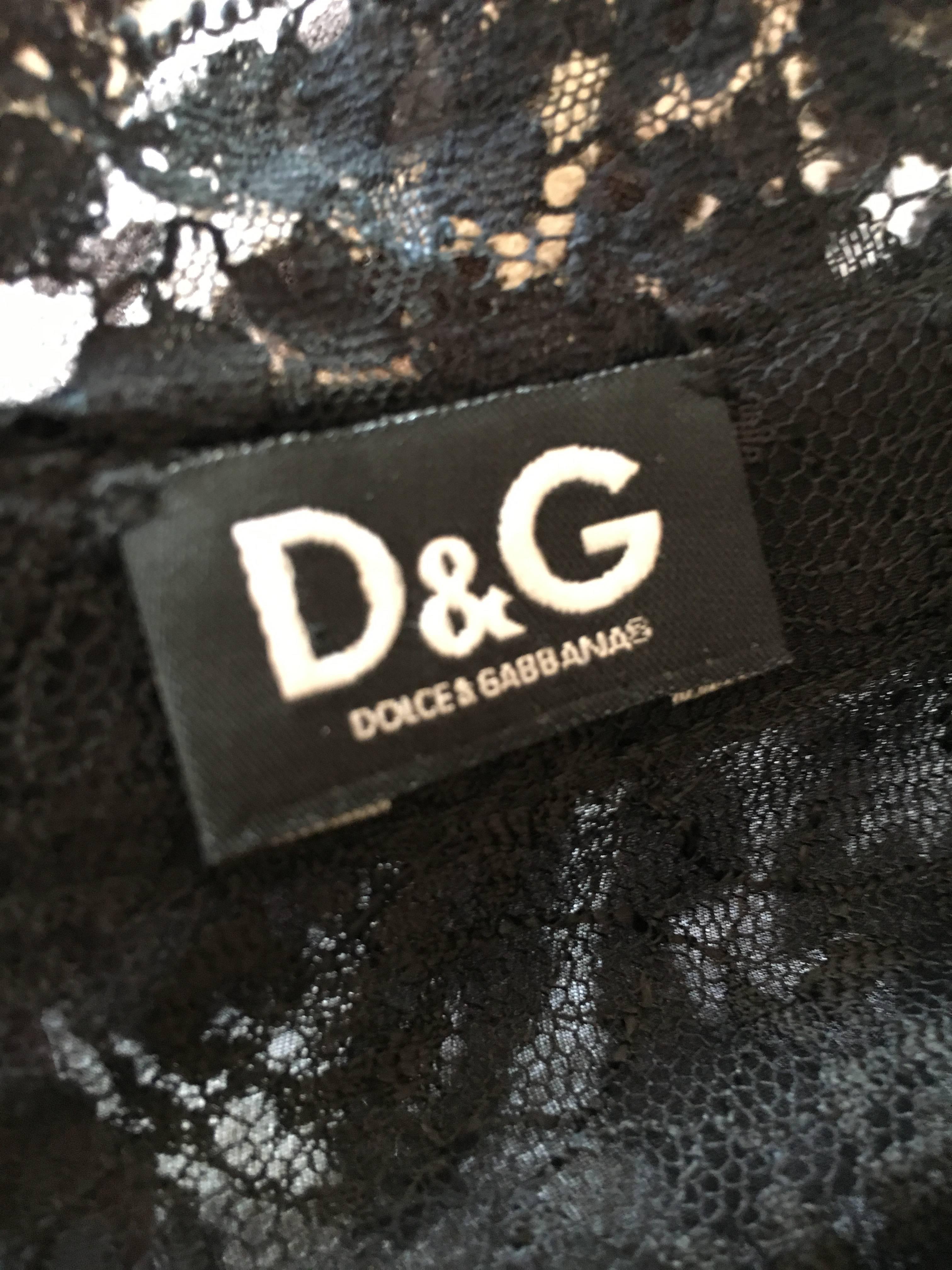 D&G Dolce & Gabbana Mod Print Cocktail Dress with Sheer Bust 2