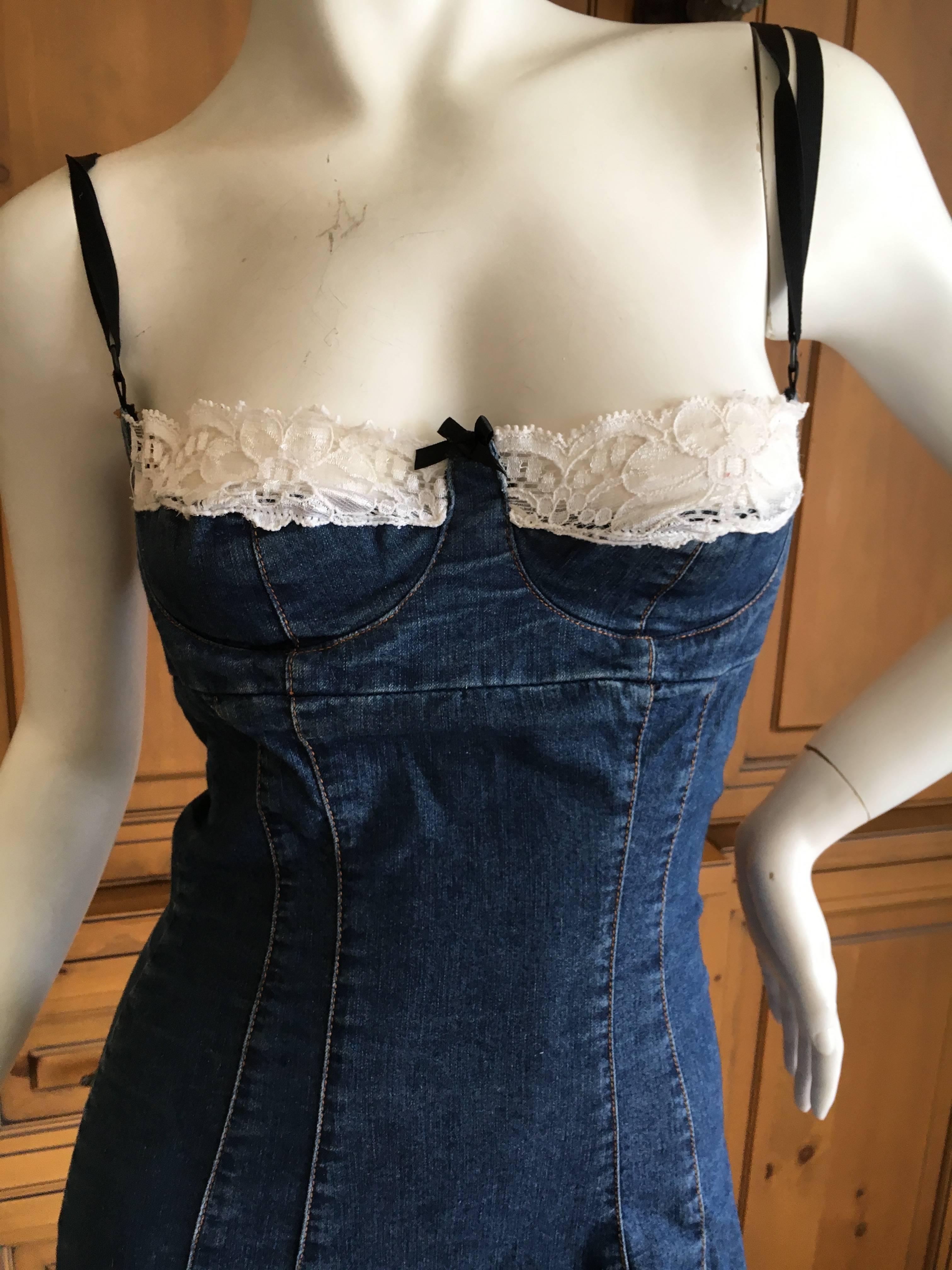 denim dress with lace trim