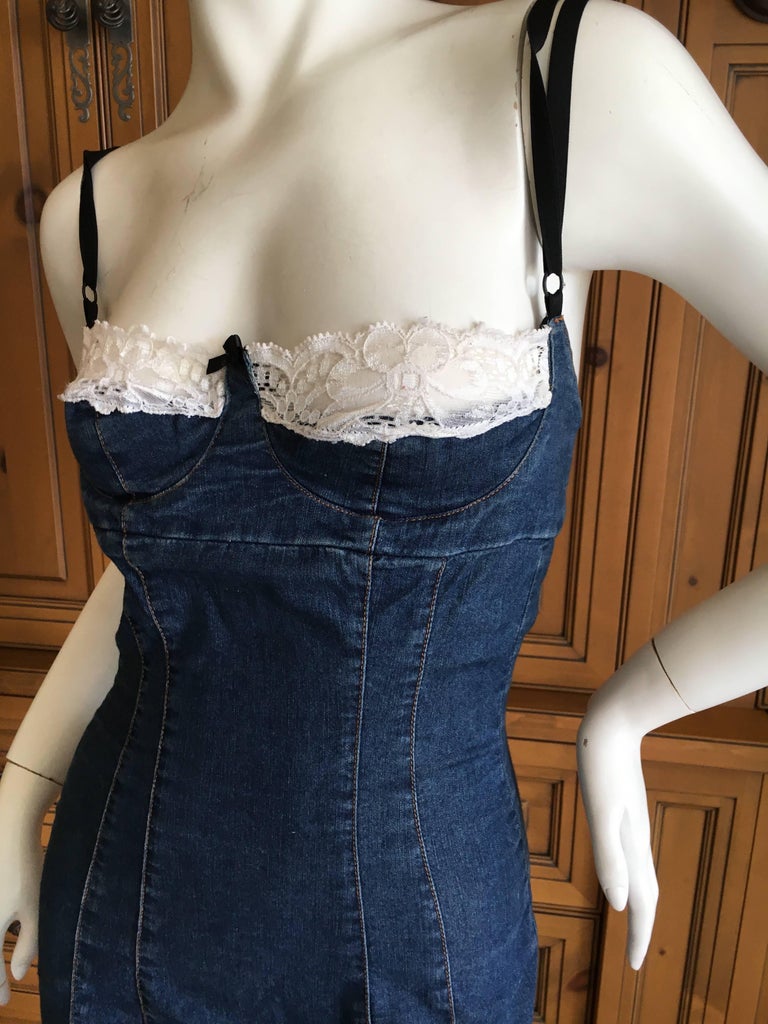 D&G Dolce and Gabbana Denim Mini Dress with Eyelet Lace Trim Bust For Sale at 1stDibs | d&g bust, dolce and gabbana denim dress, denim dress with lace trim D&G Dolce and Gabbana Denim Mini Dress with Eyelet Lace Trim Bust For Sale at 1stDibs | d&g bust, dolce and gabbana denim dress, denim dress with lace trim