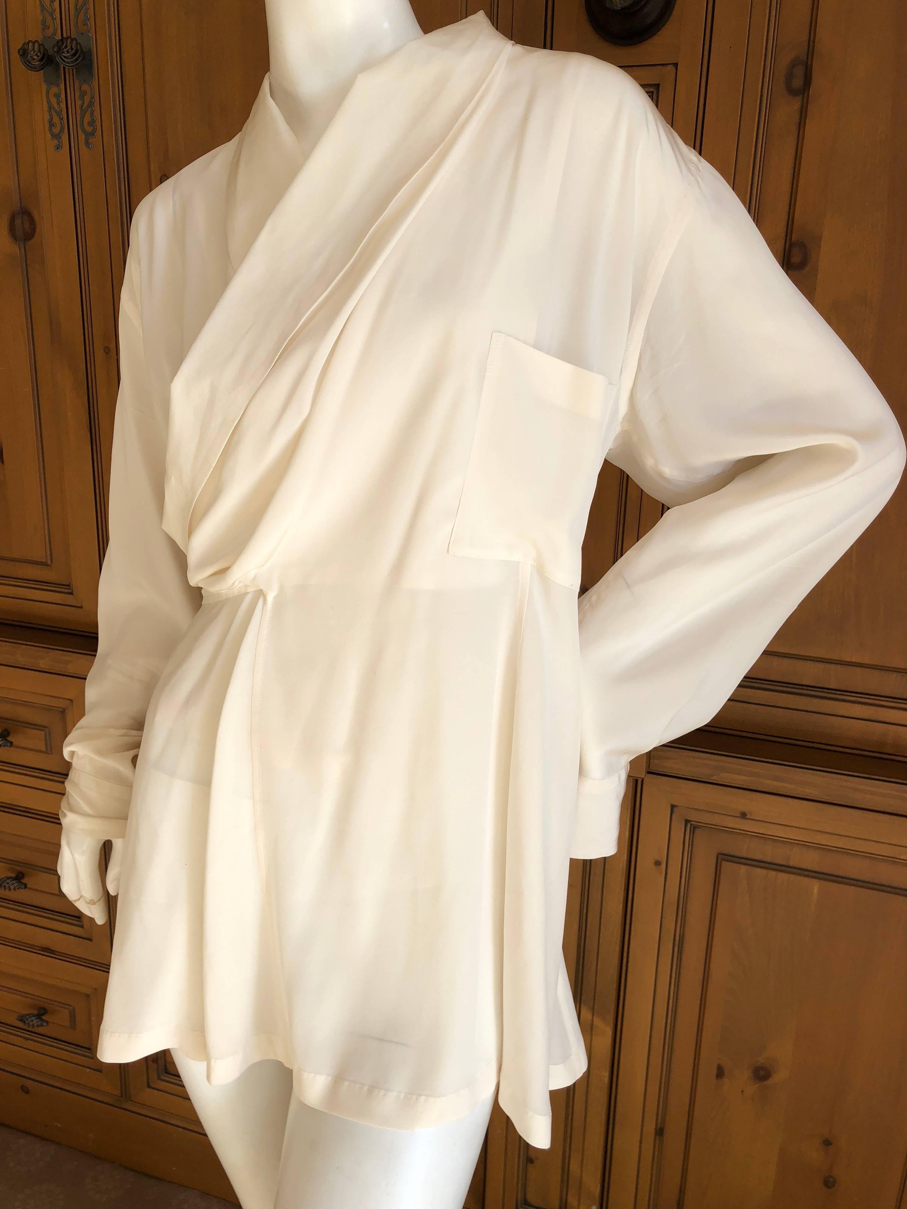 Yohji Yamamoto Pour la Nuit 1990's Silk Wrap Blouse / Mini Dress In Excellent Condition For Sale In Cloverdale, CA