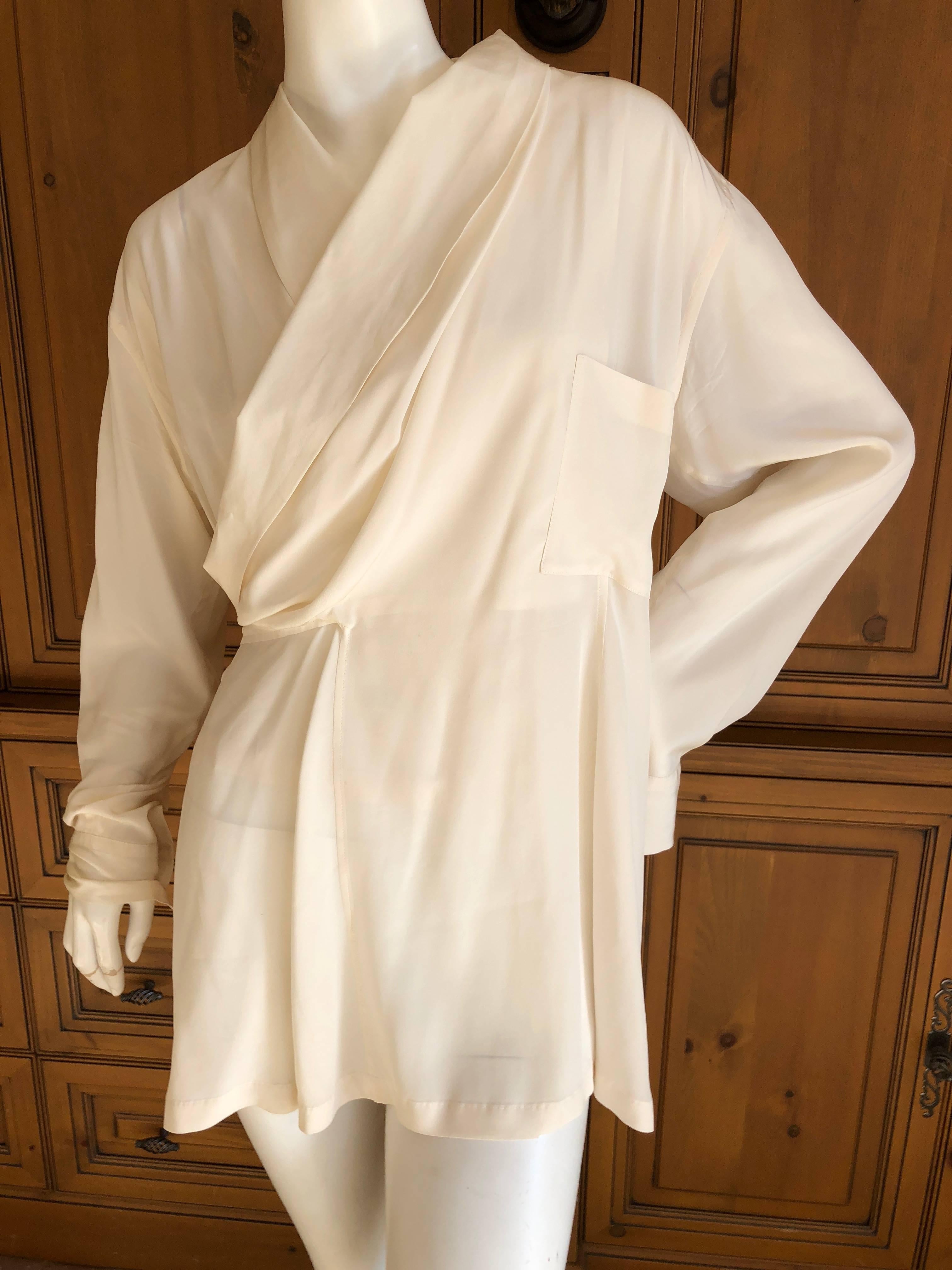 Yohji Yamamoto Pour la Nuit 1990's Silk Wrap Blouse / Mini Dress For Sale 1