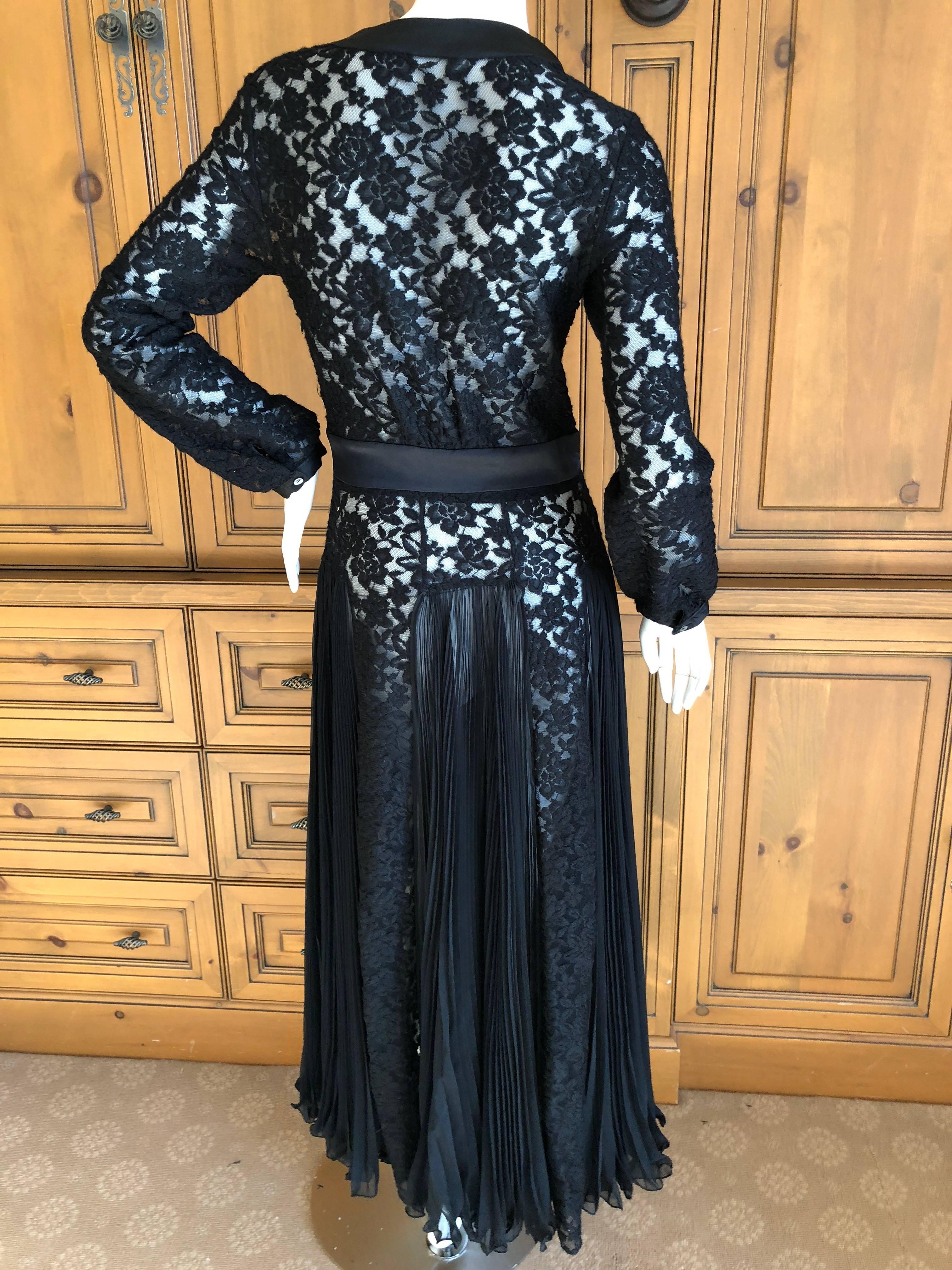John Galliano Sheer Little Black Dress with Accordion Pleats and Slip In Excellent Condition For Sale In Cloverdale, CA