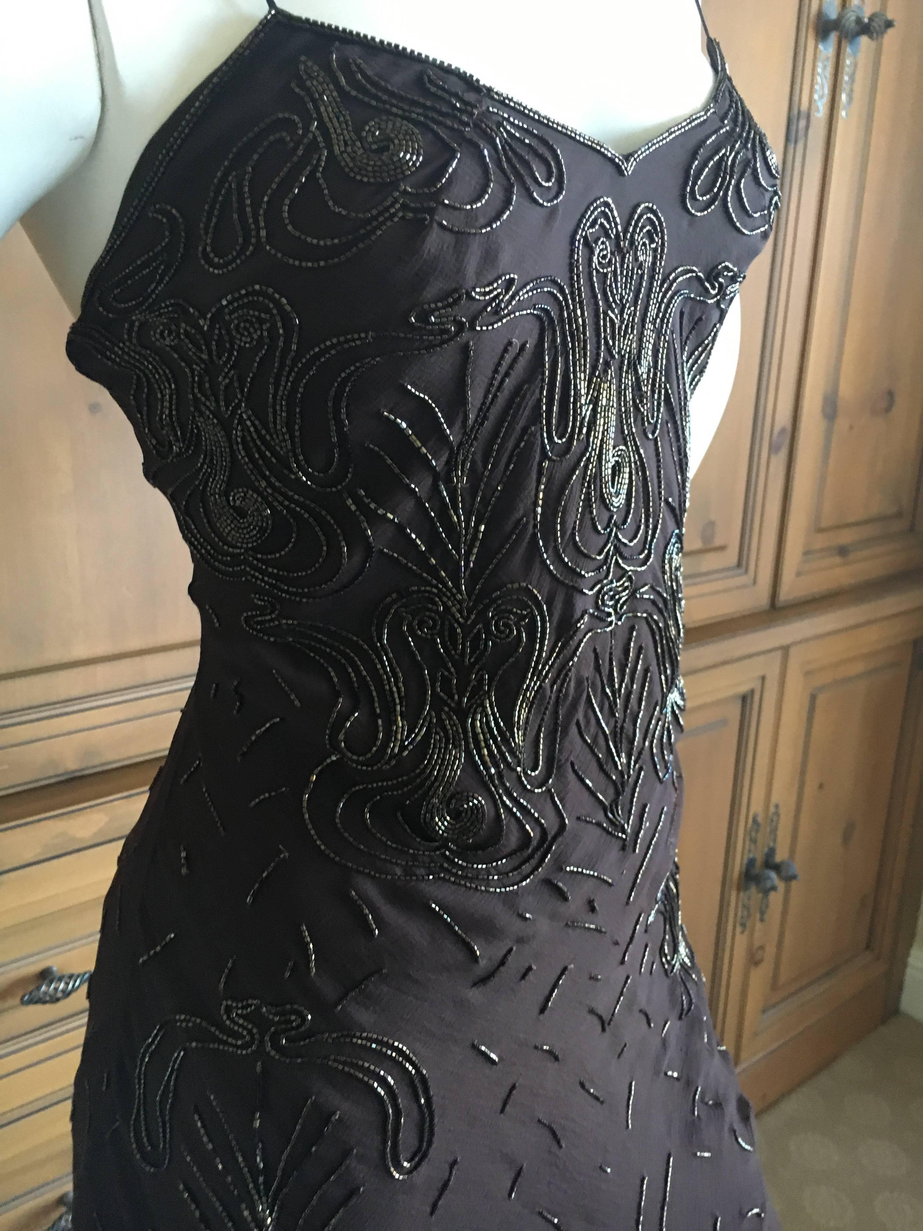 Christian Dior Bead Embellished Silk Chiffon Cocktail Dress by John Galliano  For Sale 2