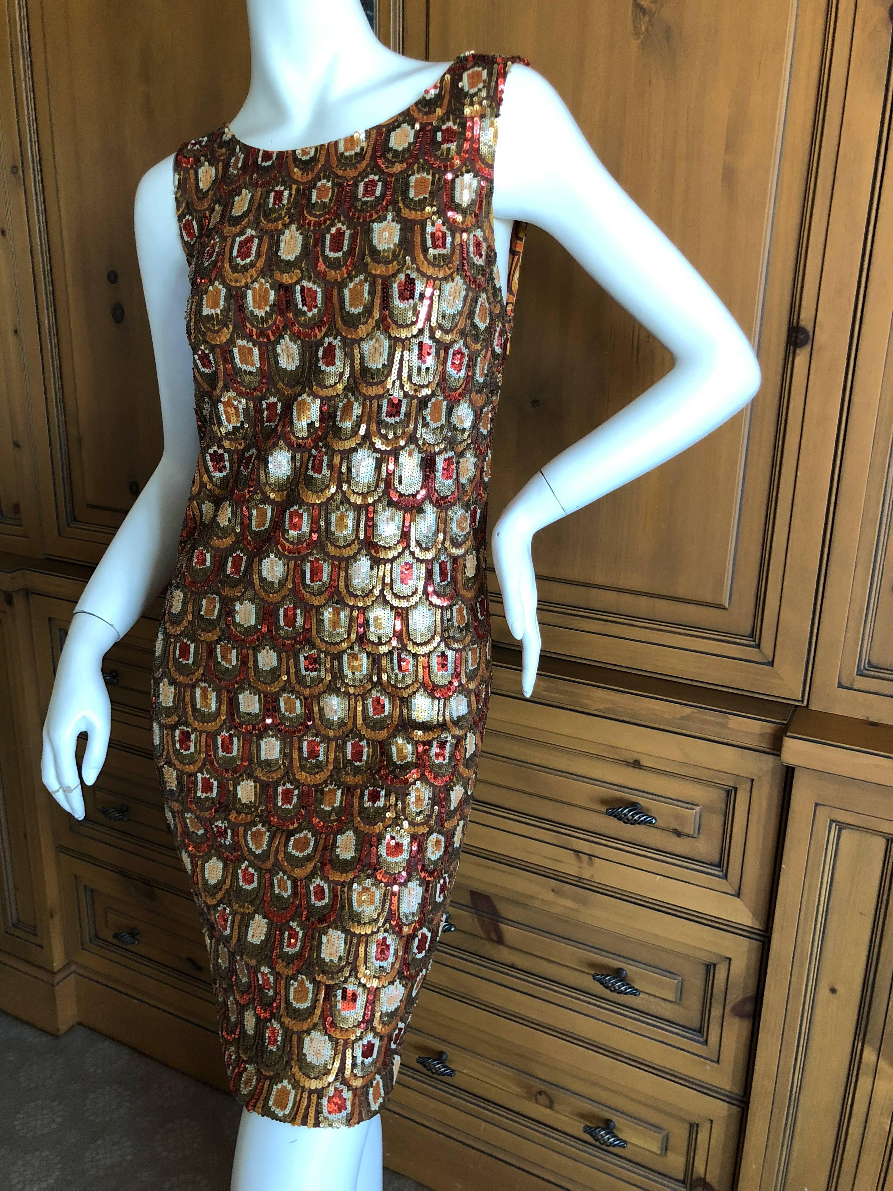 Emilio Pucci Sleeveless Sequin Sheath Cocktail Dress In New Condition For Sale In Cloverdale, CA