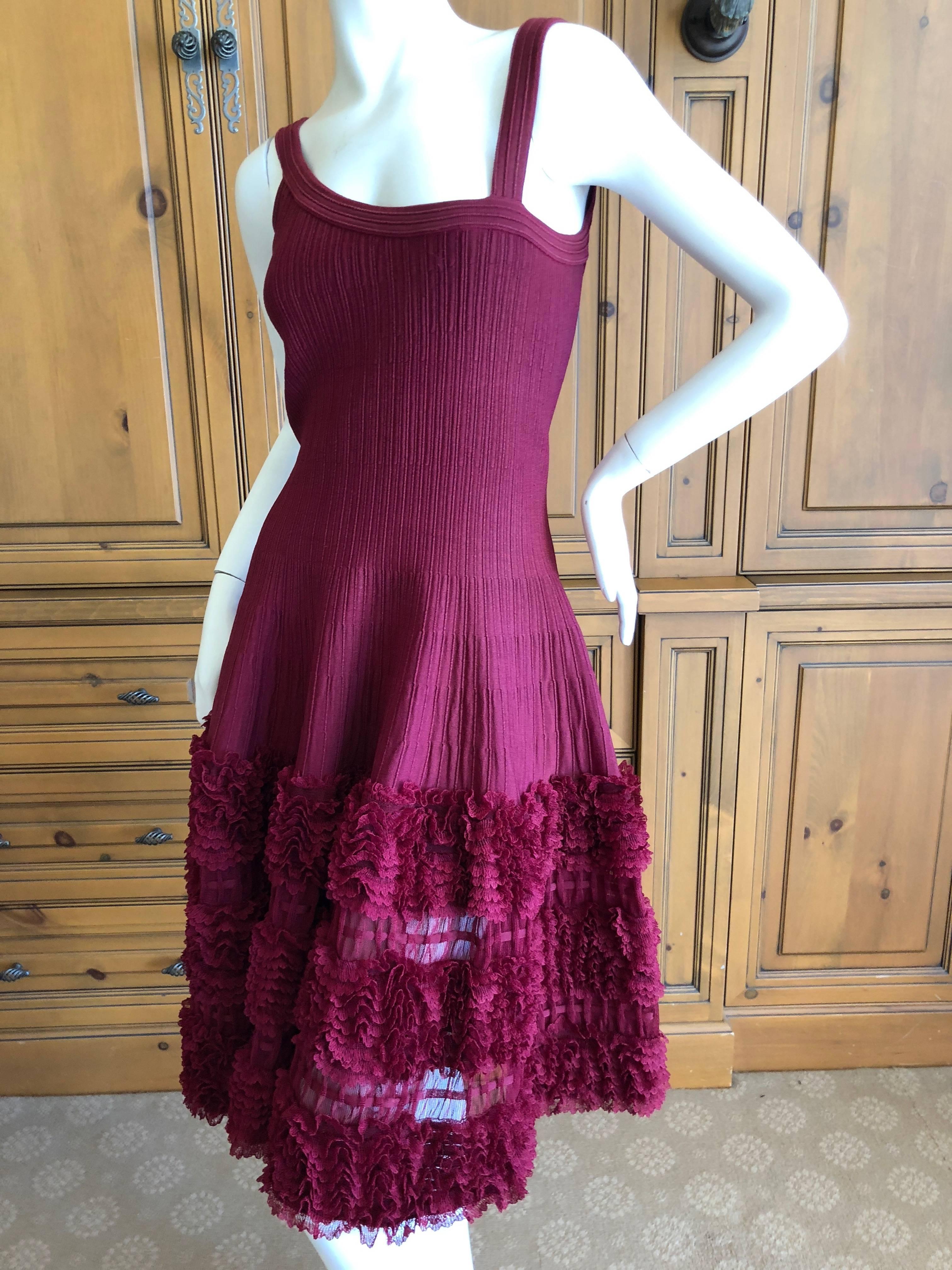 Azzedine Alaia Wonderful Vintage Knit Dress with Full Ruffle Skirt.

  There is  a lot of stretch

No size tag, it is Alaia M-L

Bust 36"

 Waist 30"

 Hips 38" 

Length 48"

Excellent condition

 