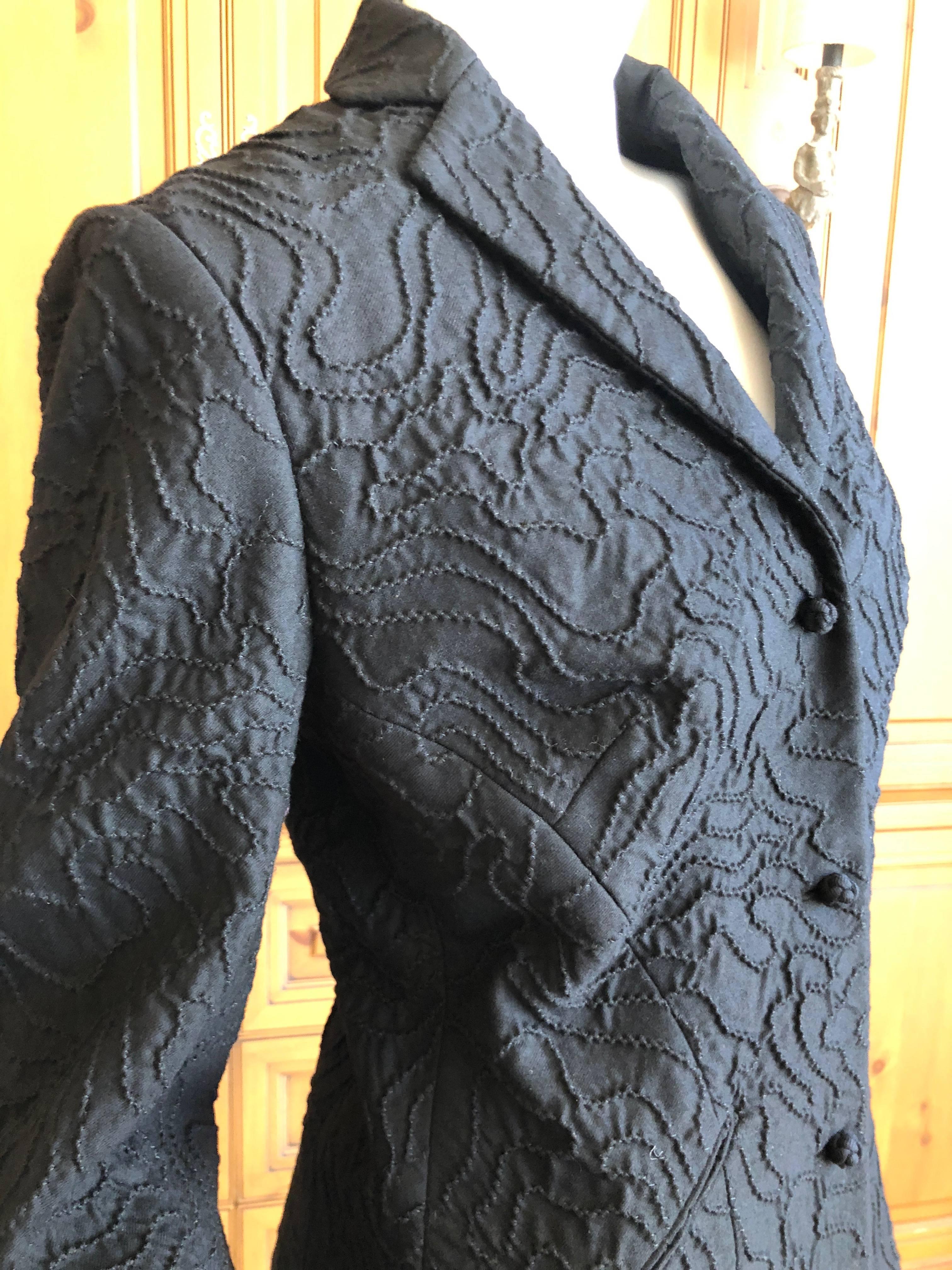 Chado Ralph Rucci Exquisite Pure Cashmere Black Embellished Jacket.
This is so pretty, the workmanship is amazing.
Size 6 
Bust 38" 
Waist 32"
Length 30"
 Excellent condition