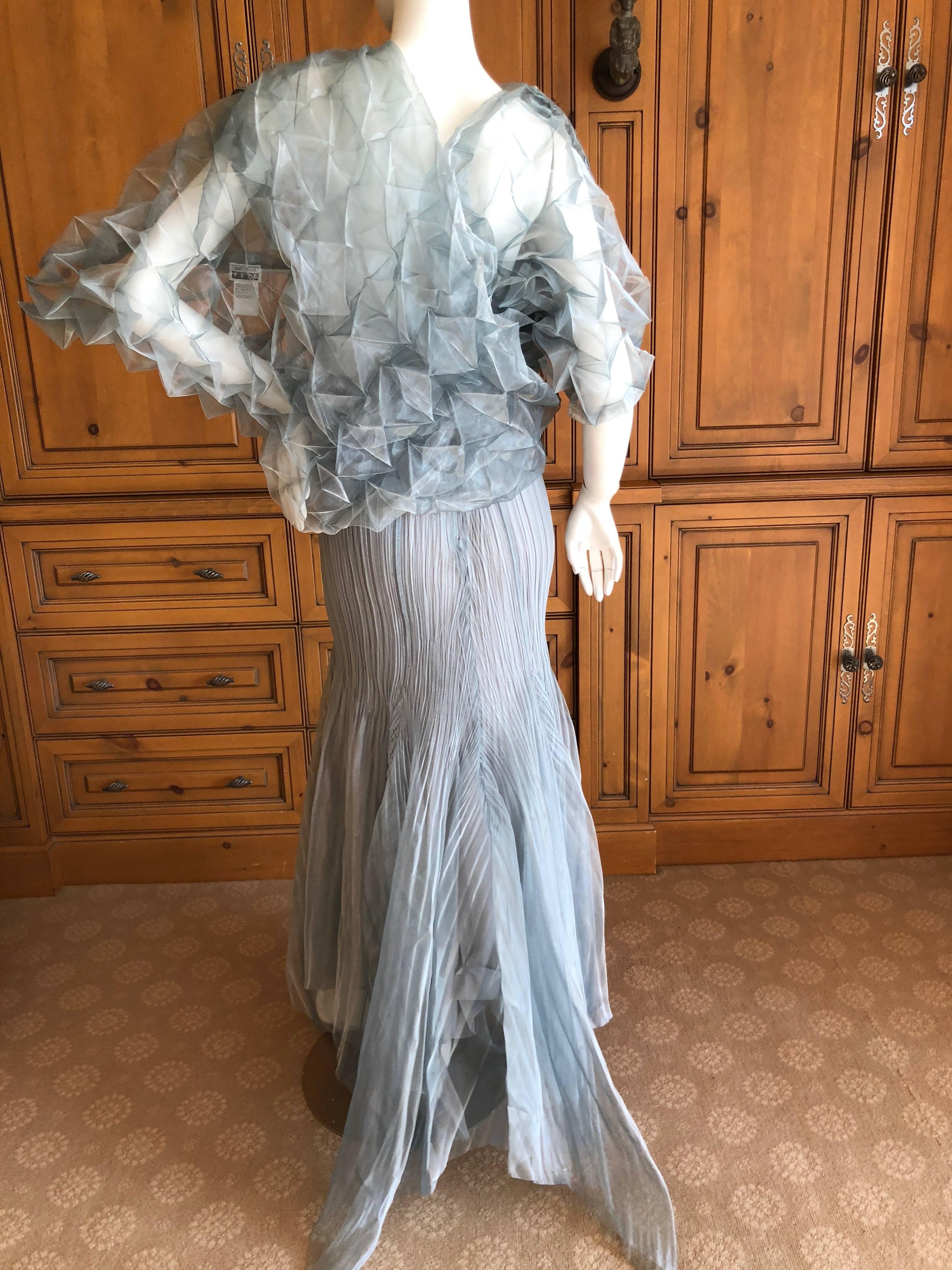 Issey Miyake Fete Vintage Silvery Evening Dress or Skirt w Matching Pyramid Wrap For Sale 2