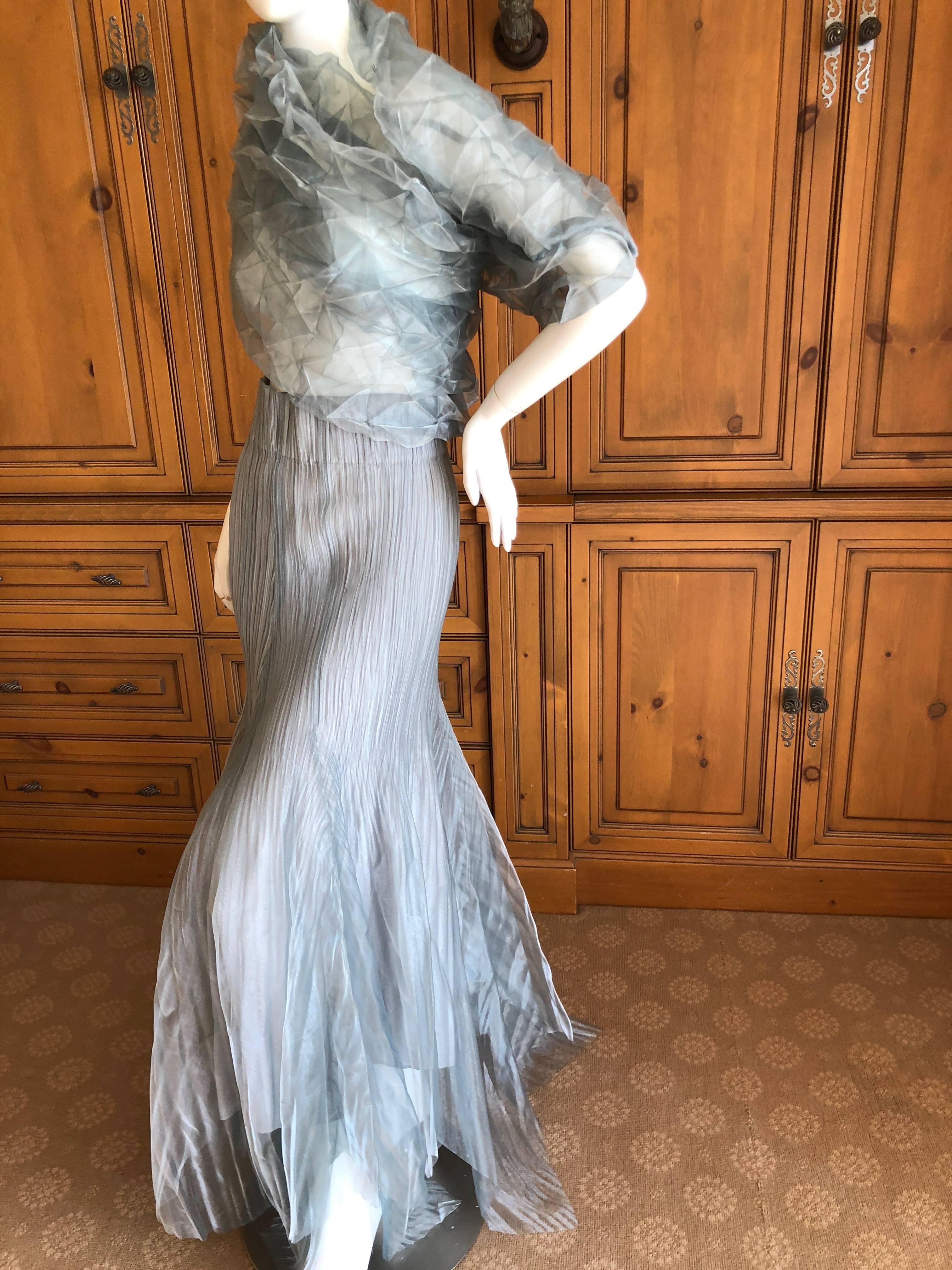 Issey Miyake Fete Vintage Silvery Evening Dress or Skirt w Matching Pyramid Wrap In New Condition For Sale In Cloverdale, CA