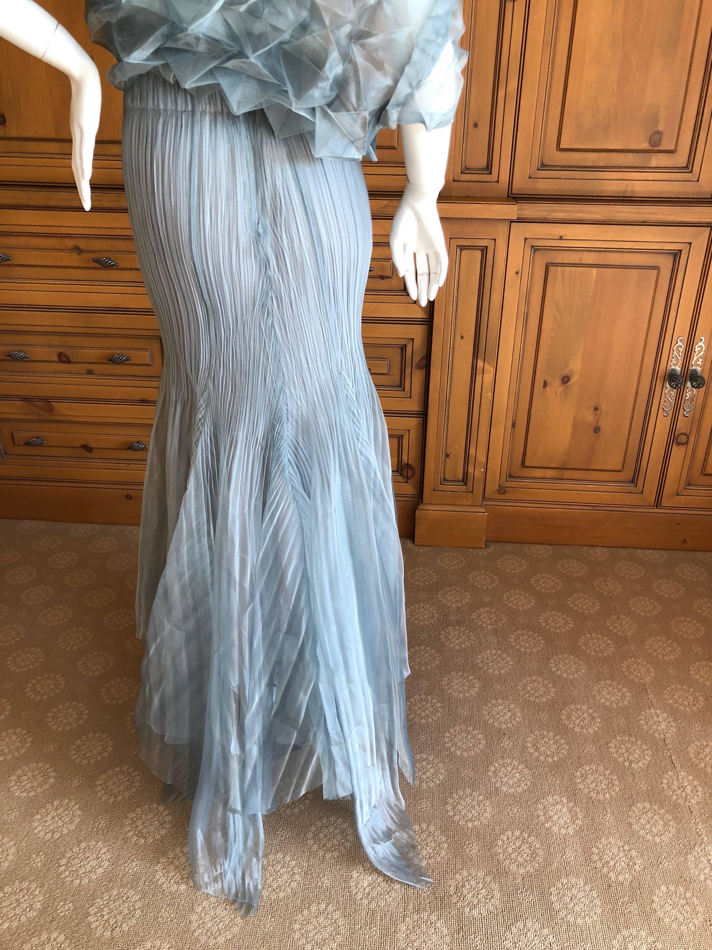 Issey Miyake Fete Vintage Silvery Evening Dress or Skirt w Matching Pyramid Wrap For Sale 1